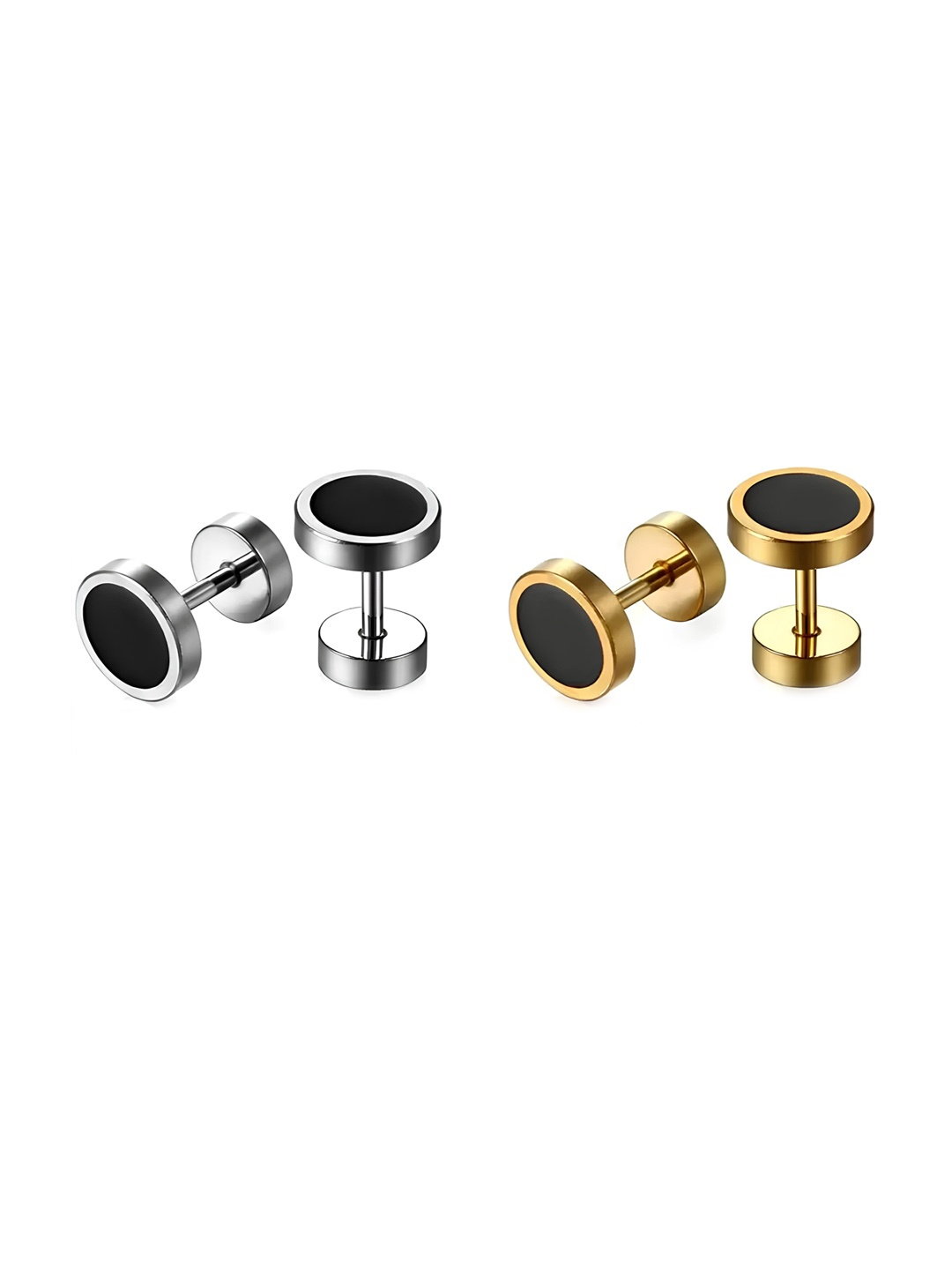 

KARISHMA KREATIONS Men Set Of 2 Contemporary Studs Earrings, Gold