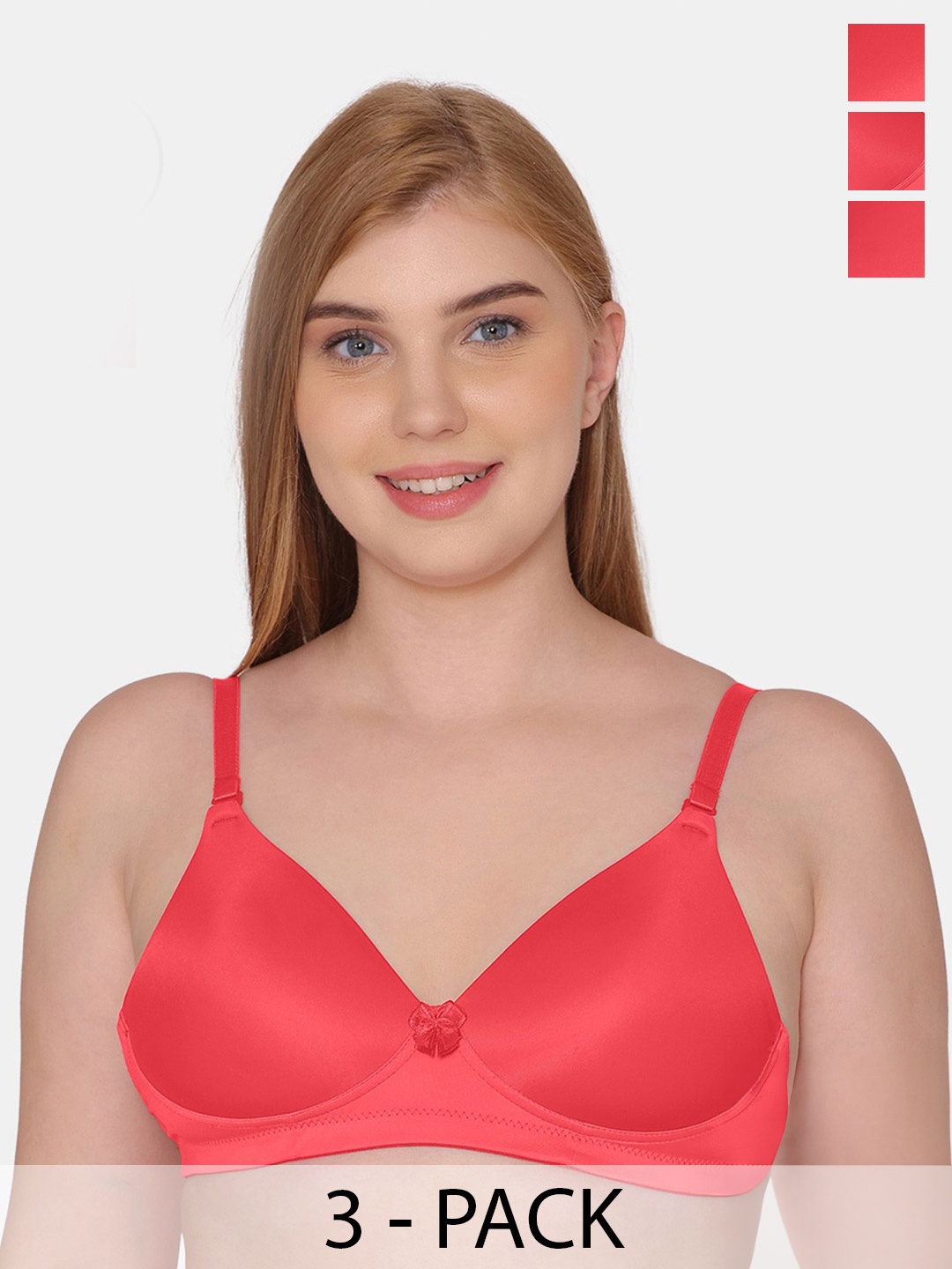 

Tweens Pack Of 3 Medium Coverage Lightly Padded T-Shirt Bra With All Day Comfort, Coral