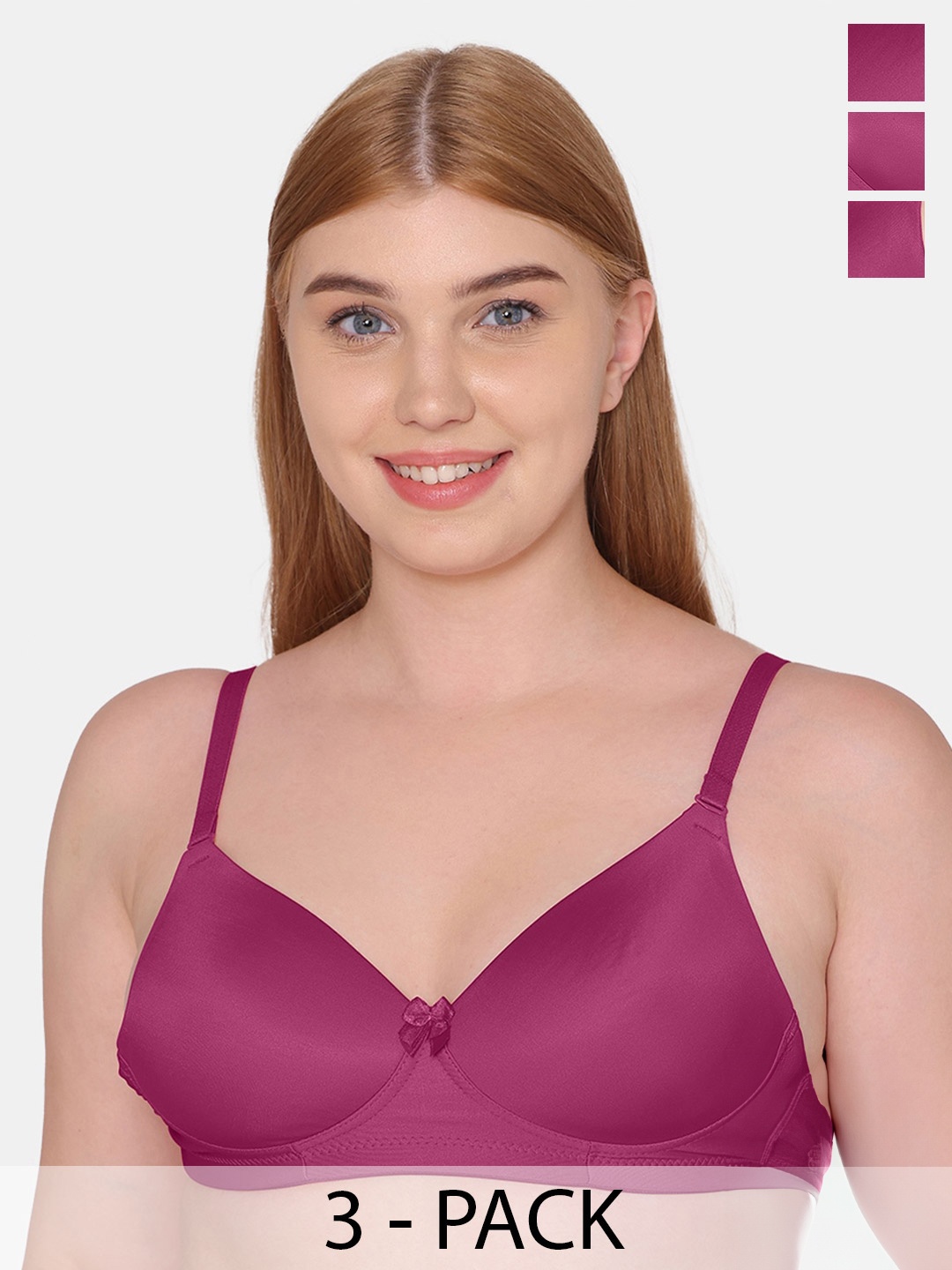 

Tweens Pack Of 3 Full Coverage Lightly Padded T-shirt Bra With All Day Comfort, Magenta