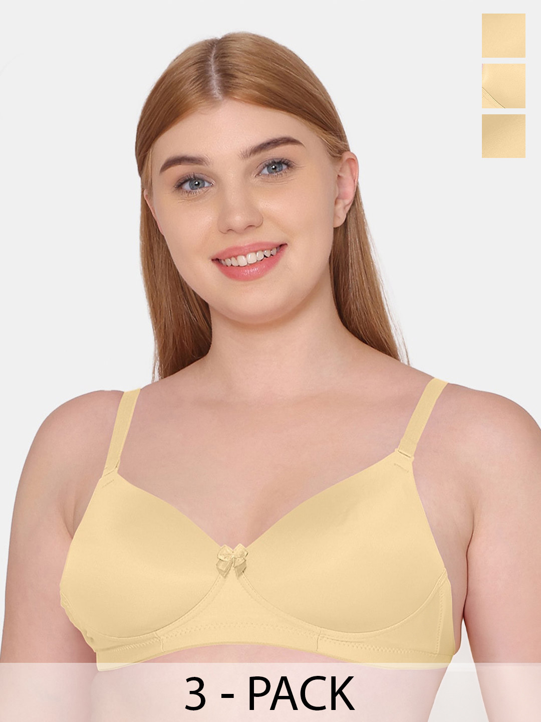

Tweens Pack Of 3 Full Coverage Lightly Padded T-shirt Bra With All Day Comfort, Beige