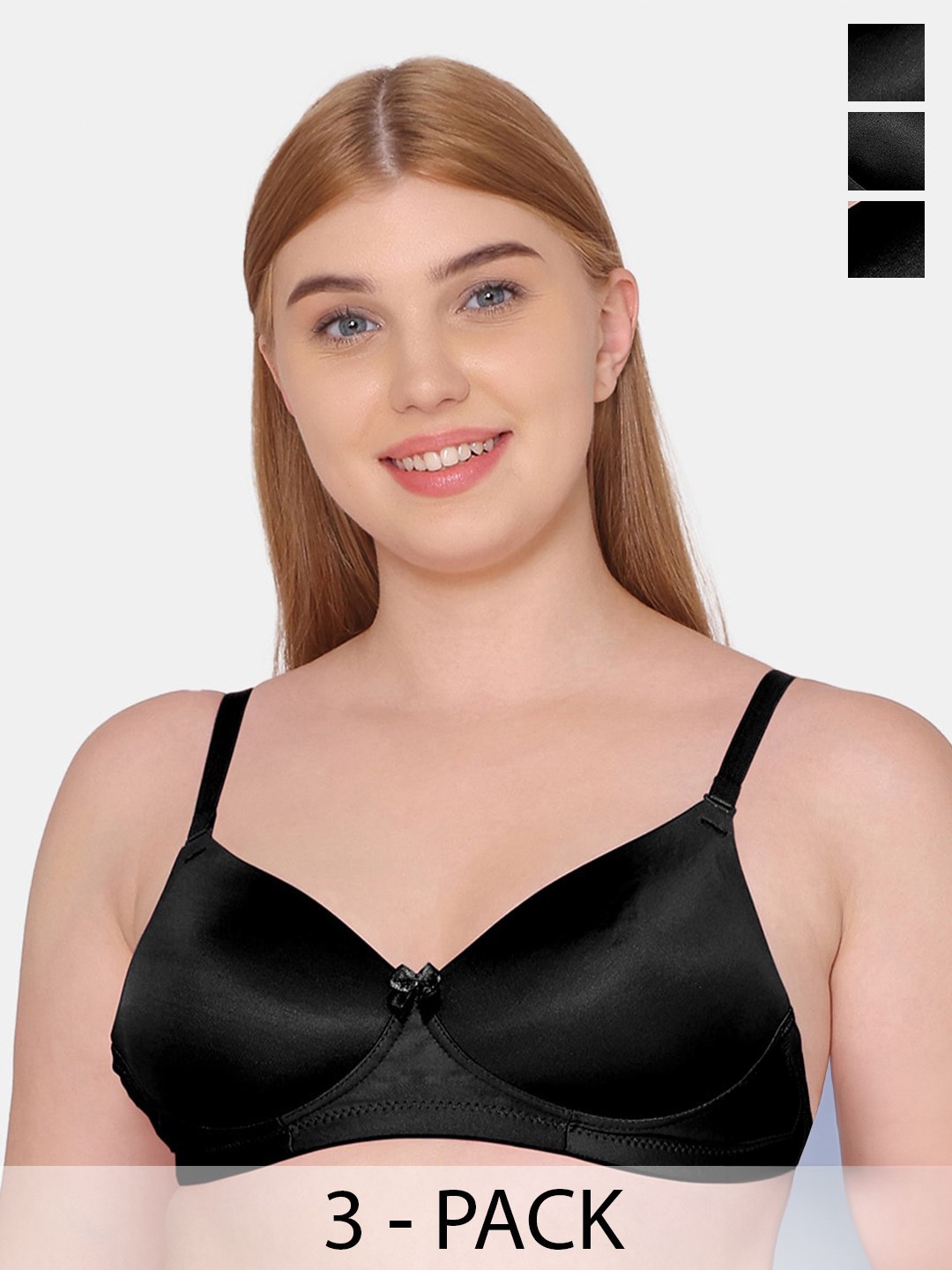 

Tweens Pack Of 3 Full Coverage Lightly Padded T-shirt Bra With All Day Comfort, Black