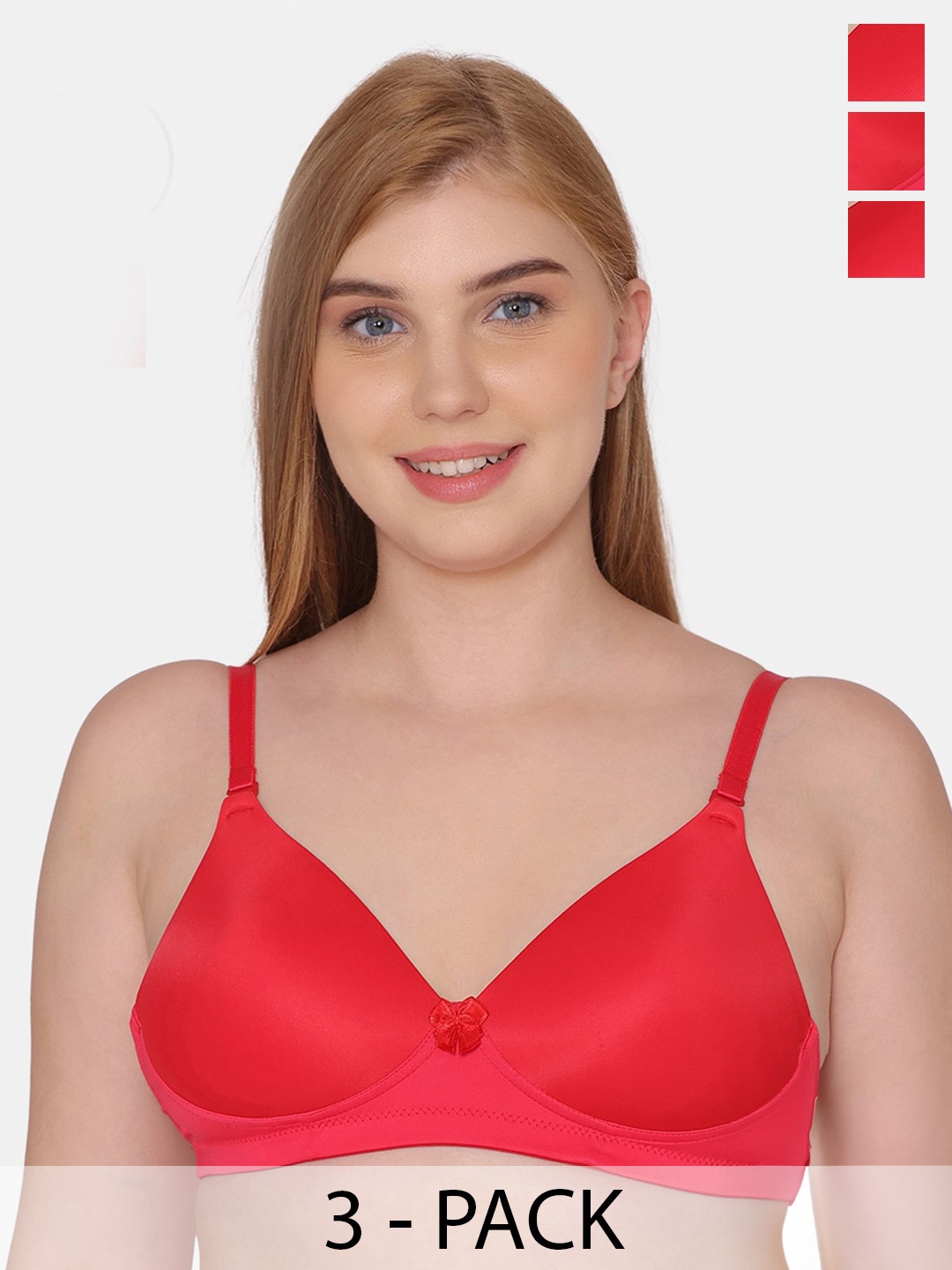 

Tweens Pack Of 3 Full Coverage Lightly Padded T-shirt Bra With All Day Comfort, Red