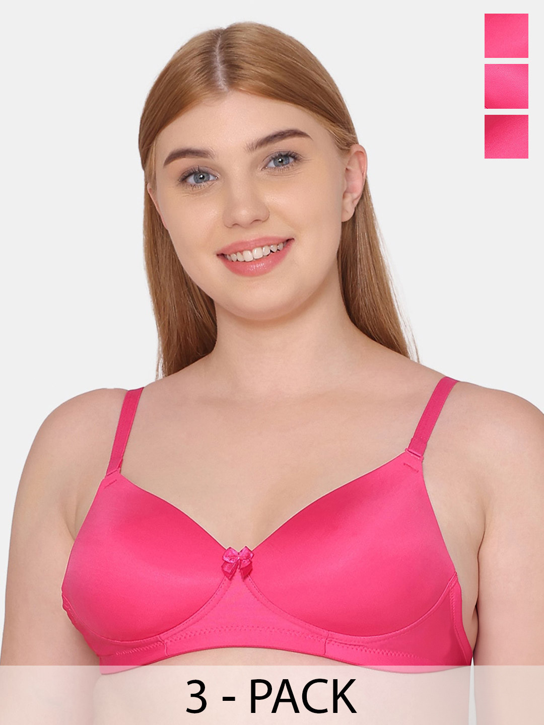 

Tweens Pack Of 3 Full Coverage Lightly Padded Non-Wired Everyday Bra With All Day Comfort, Pink