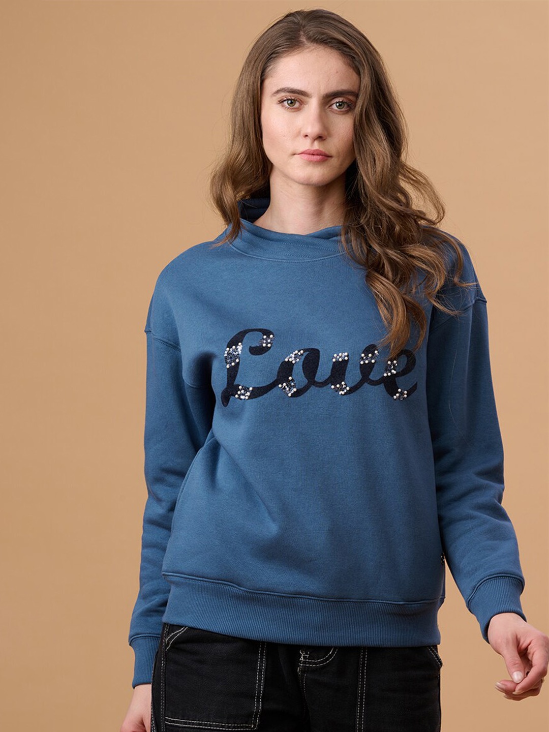 

Gipsy Typography Printed Pullover Sweatshirt, Blue