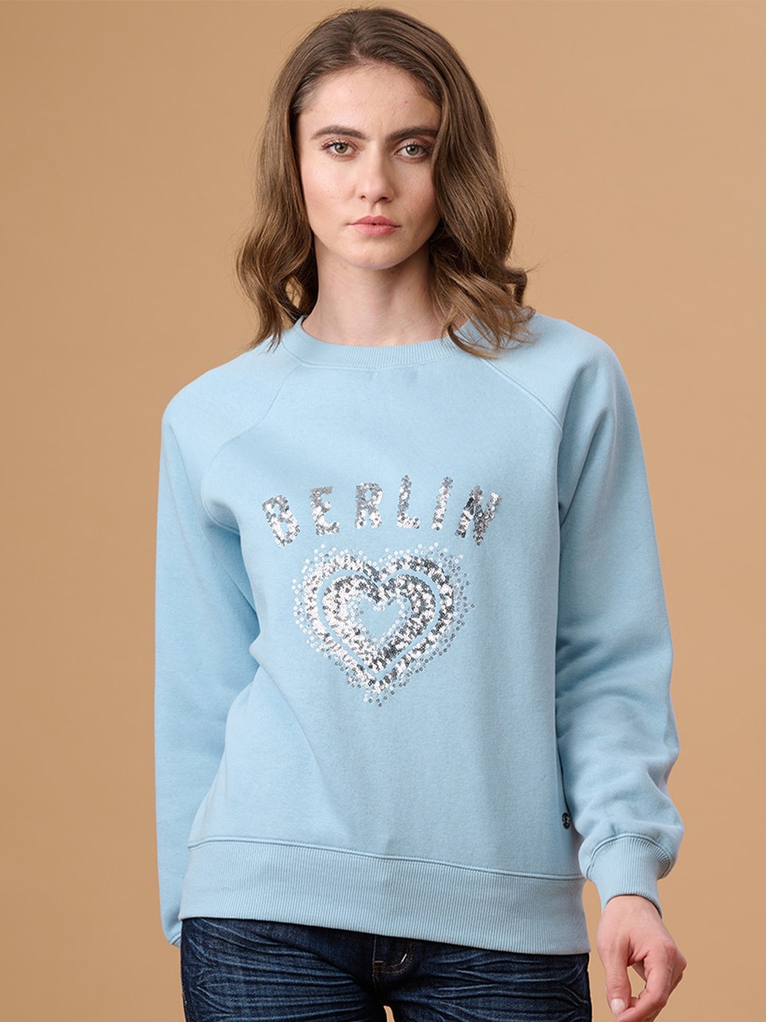 

Gipsy Typography Embellished Pullover Sweatshirt, Blue