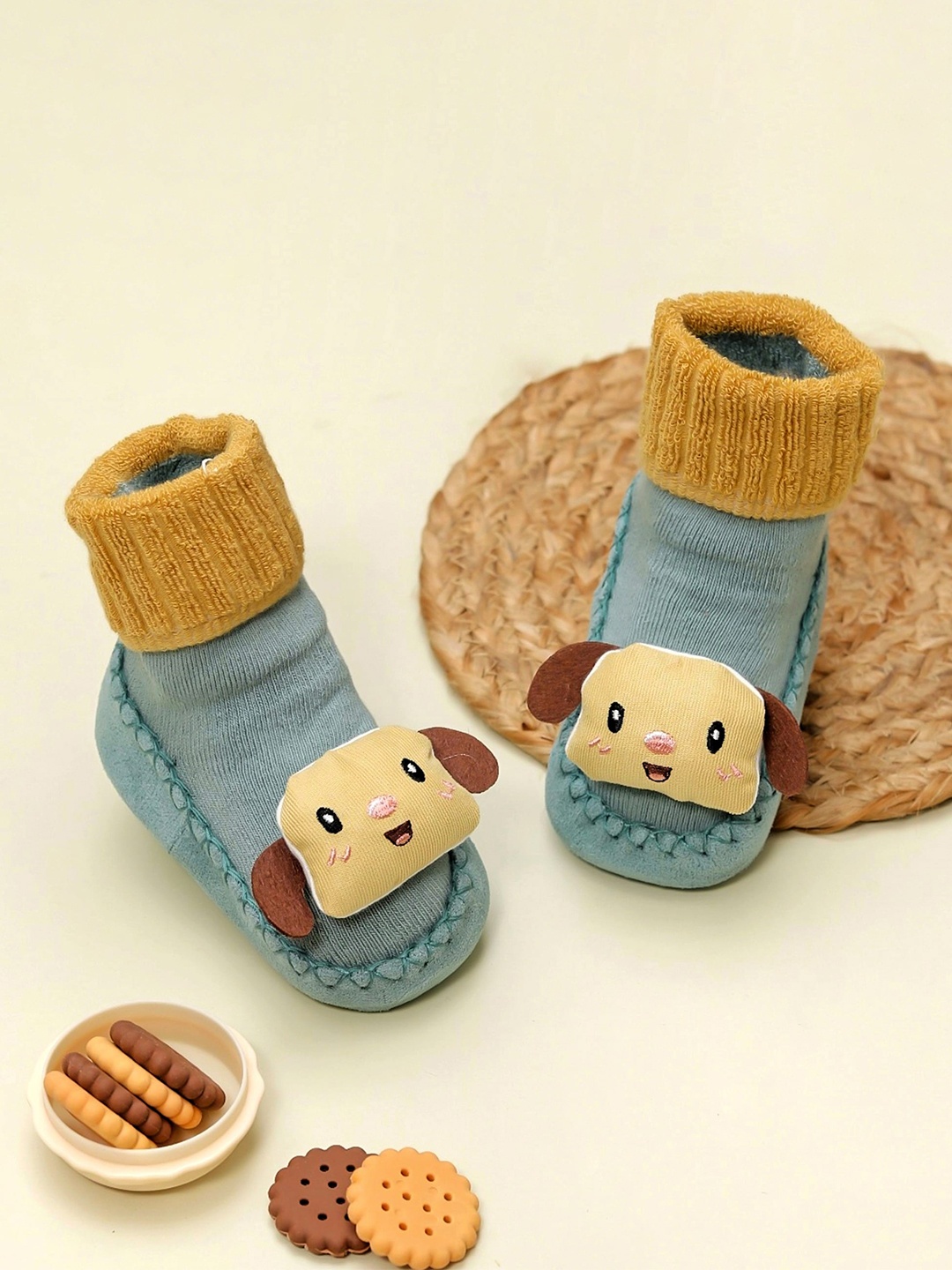 

Yellow Bee 3D Cotton Ankle-Length Anti-Skid Socks, Blue