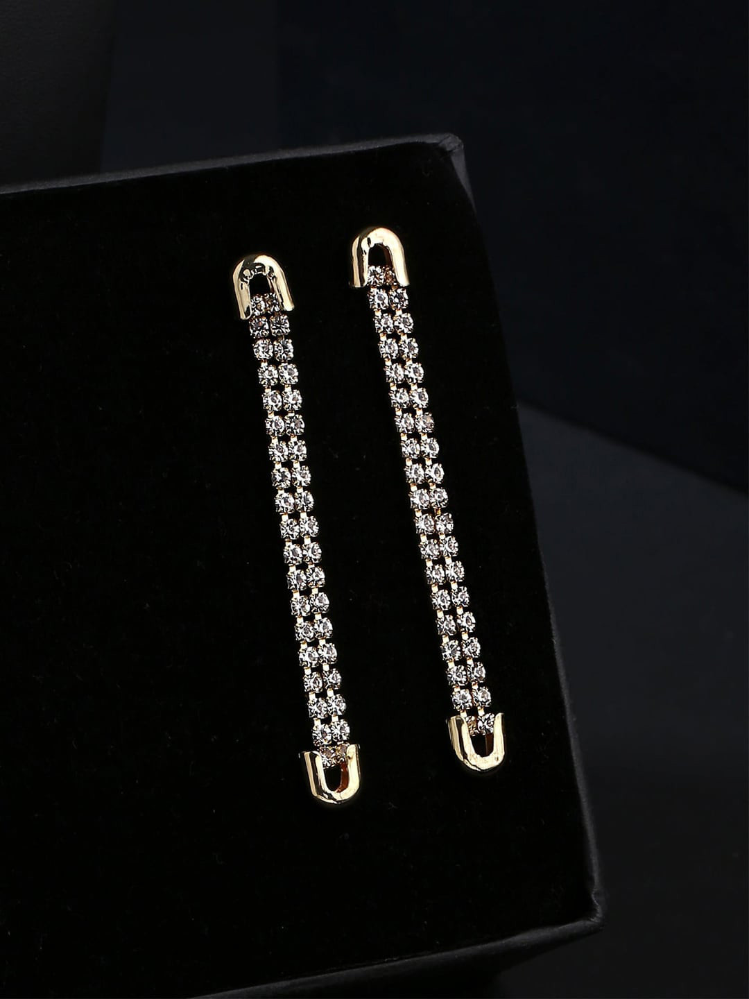 

DressBerry Gold Plated Crystals Studded Drop Earrings