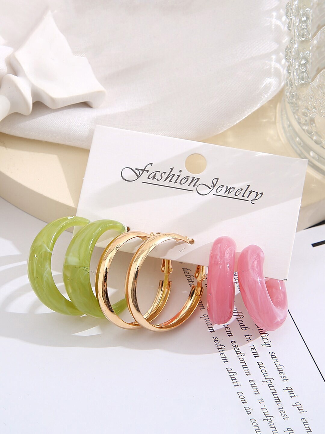 

DressBerry Set Of 3 Circular Hoop Earrings, Gold