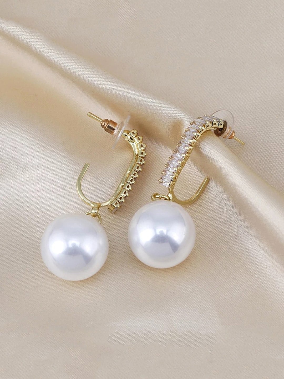 

DressBerry Gold Plated Pearls Studded Drop Earrings