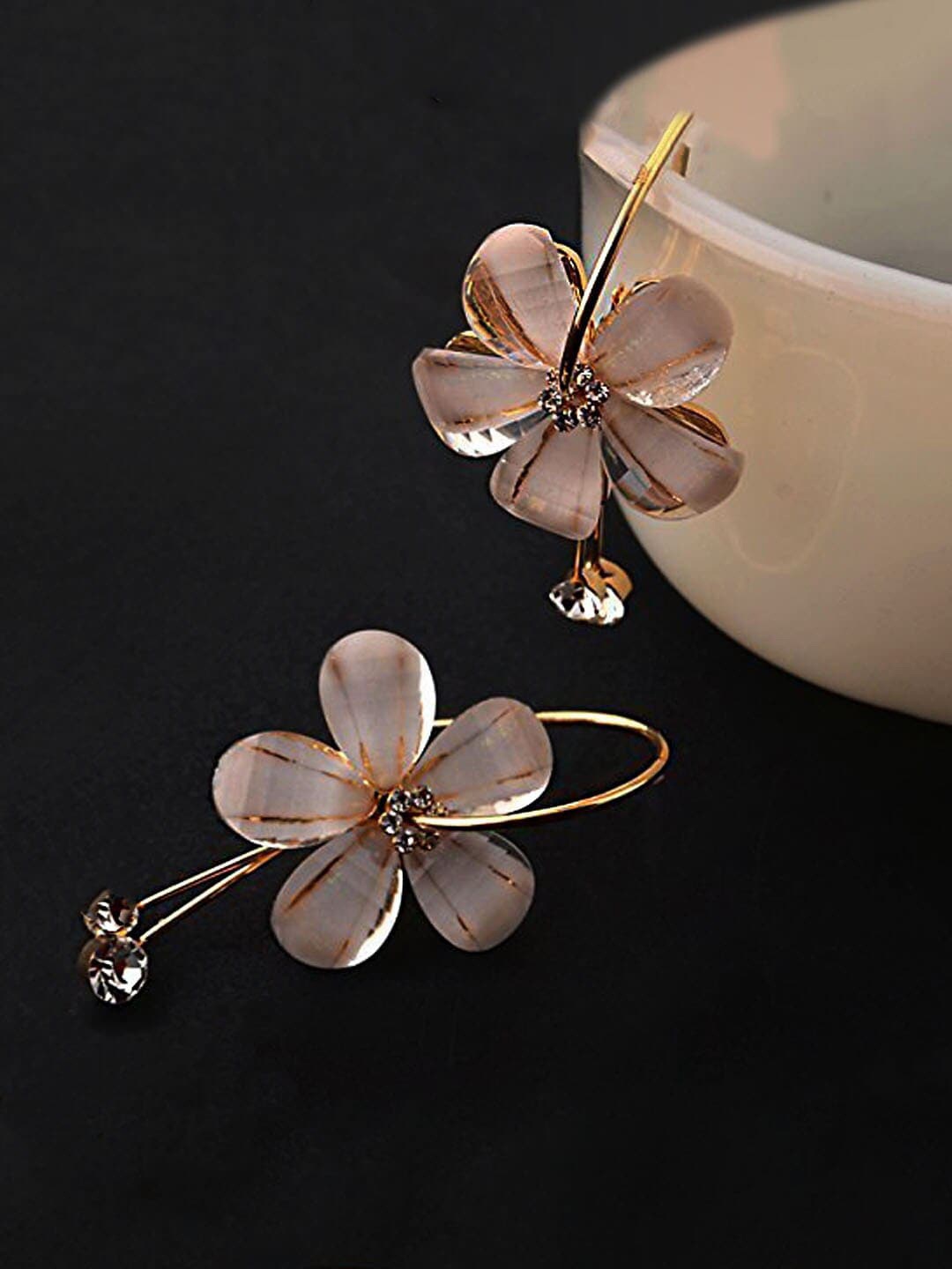

DressBerry Floral Drop Earrings, White