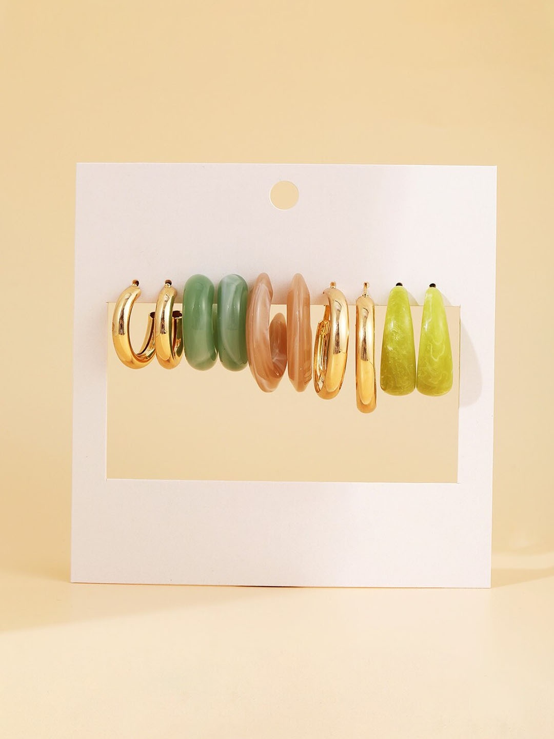 

DressBerry Set Of 5 Contemporary Half Hoop Earrings, Gold