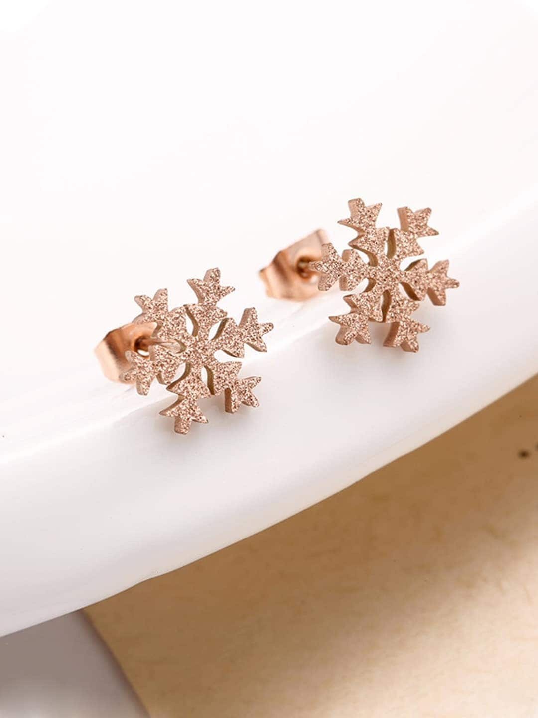 

DressBerry Rose Gold-Plated Stainless Steel Classic Studs Earrings, Copper