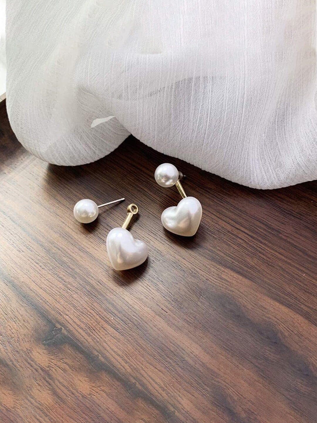 

DressBerry Gold Plated Heart Shape Pearl Studded Drop Earrings