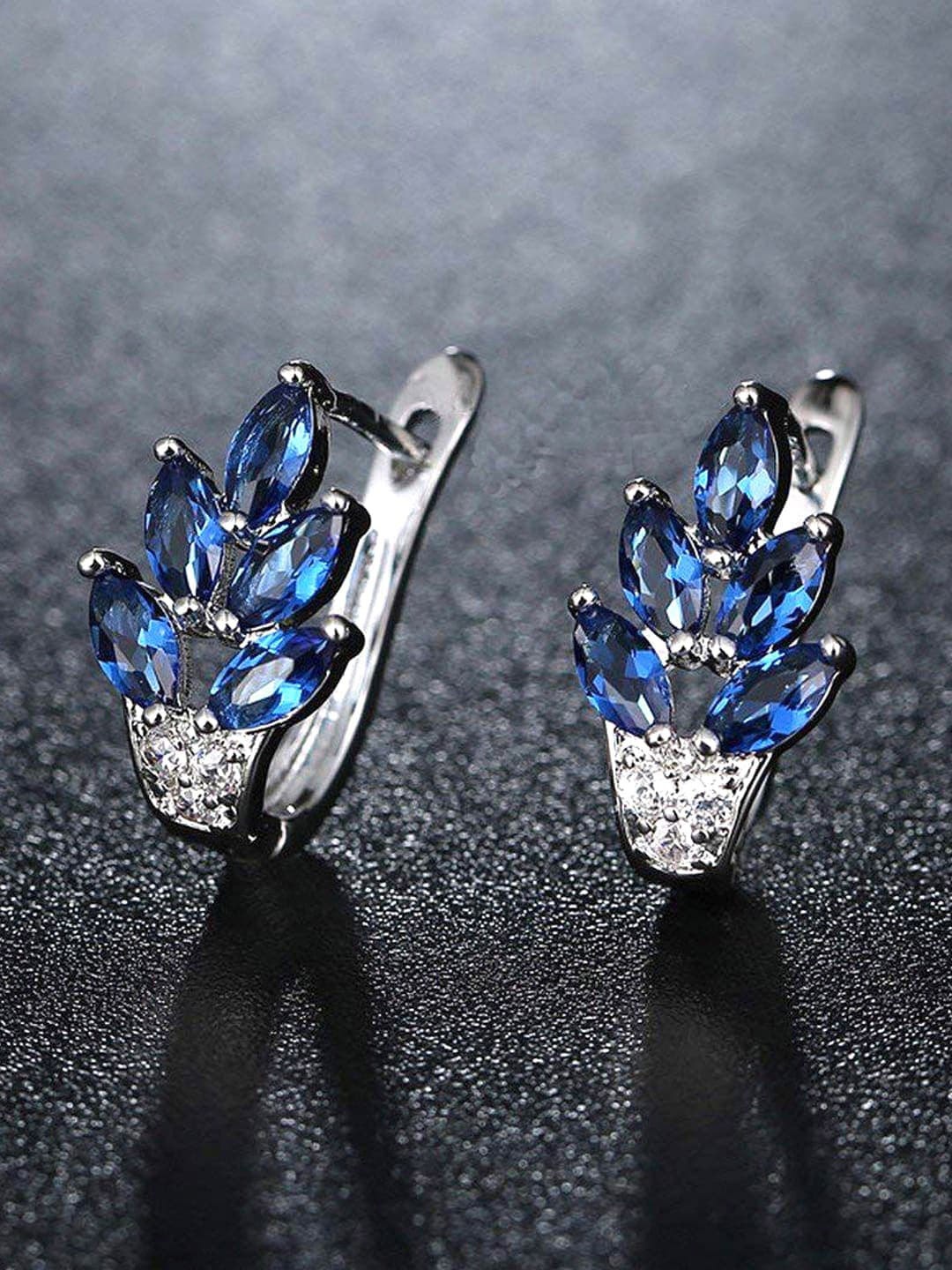 

DressBerry Silver-Toned Rhodium Plated Artificial Stones Studded Studs Earrings