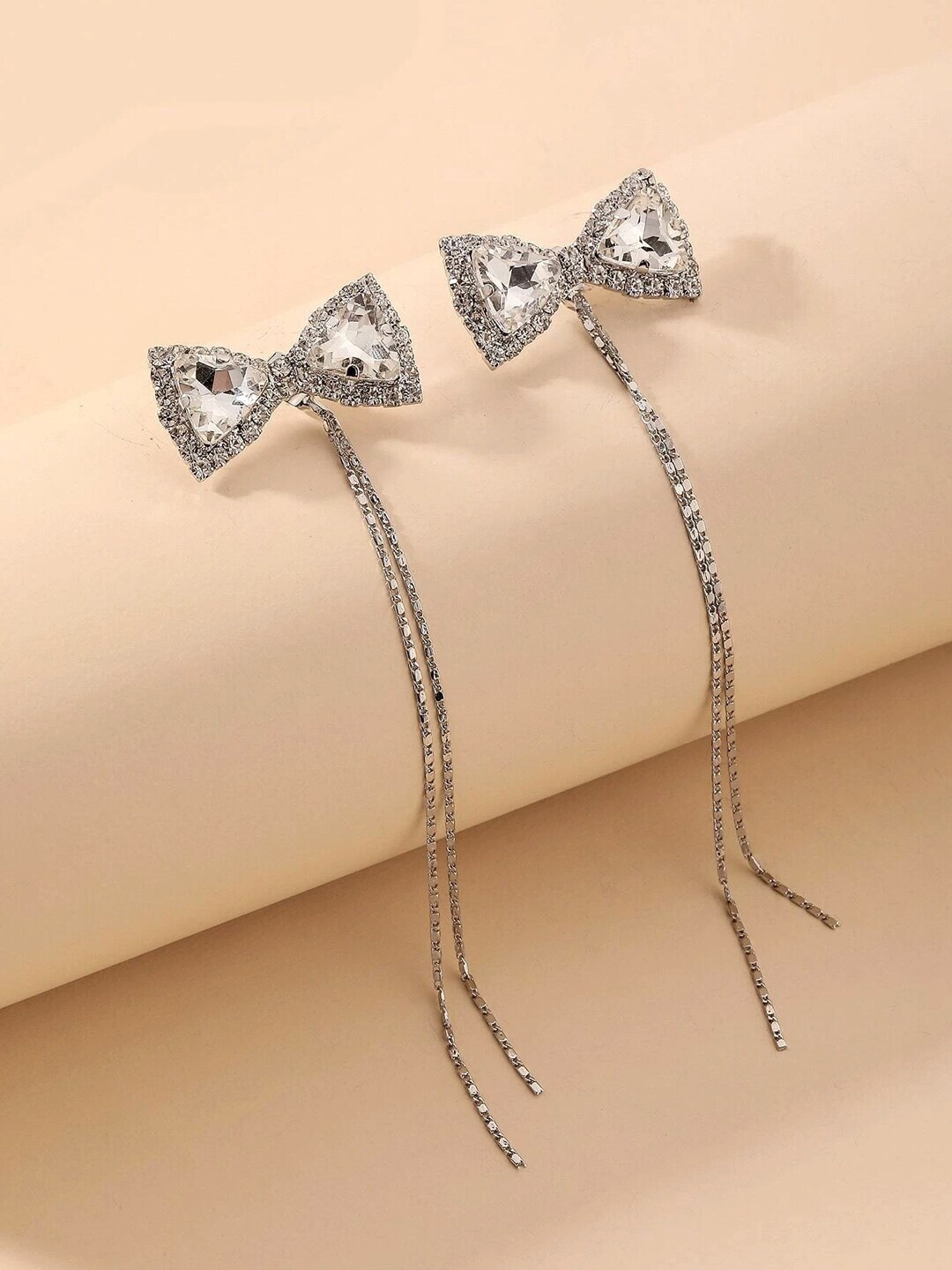 

DressBerry Gold Plated Crystal Studded Drop Earrings, Silver