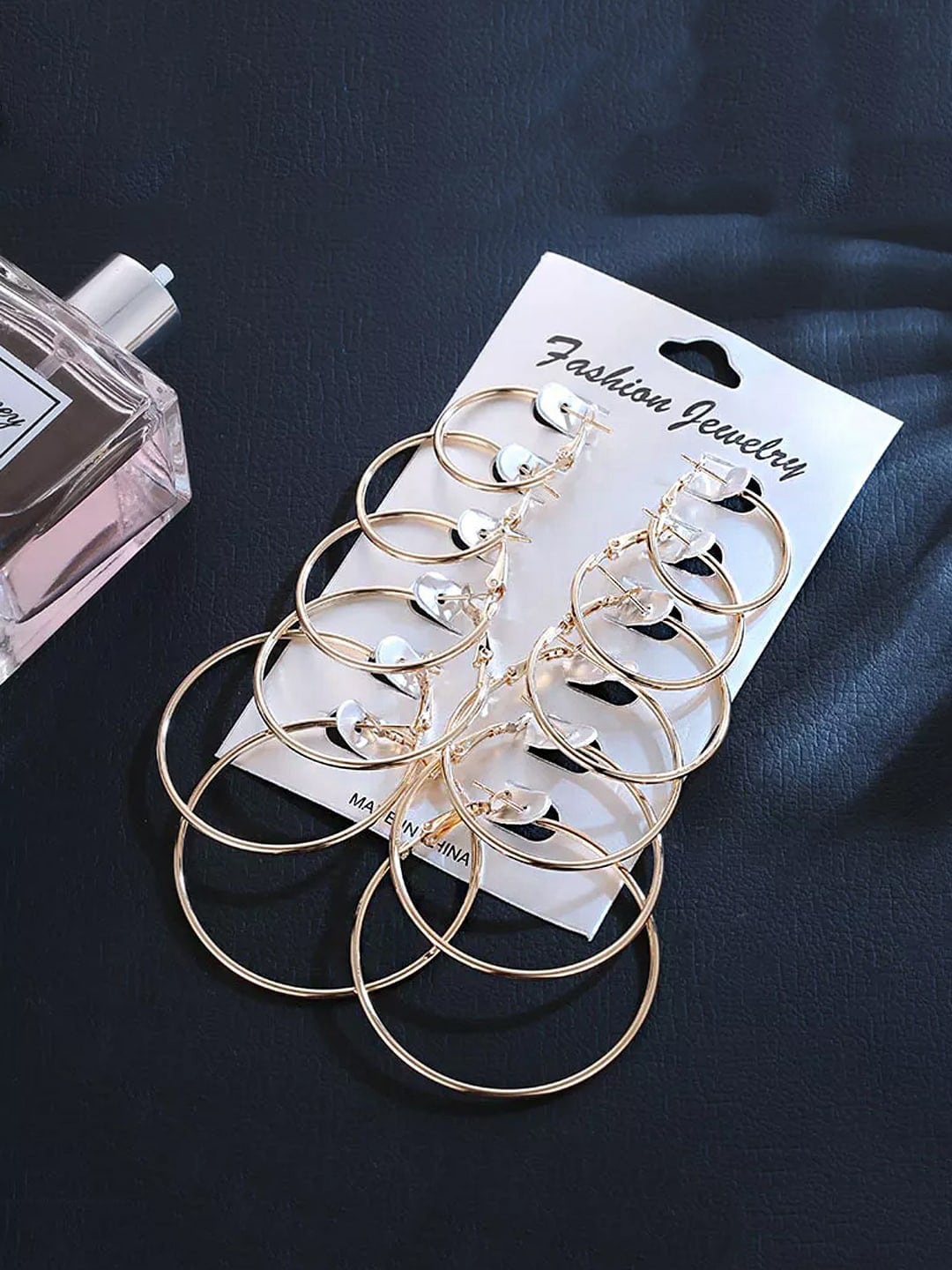 

DressBerry Set of 6 Gold Plated Circular Hoop Earrings