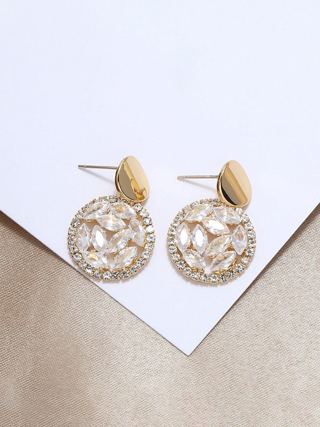 

DressBerry Gold-Toned Gold-Plated Circular Drop Earrings