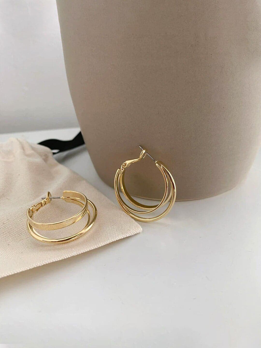 

DressBerry Gold-Toned Gold-Plated Multi Layer Hoop Earrings