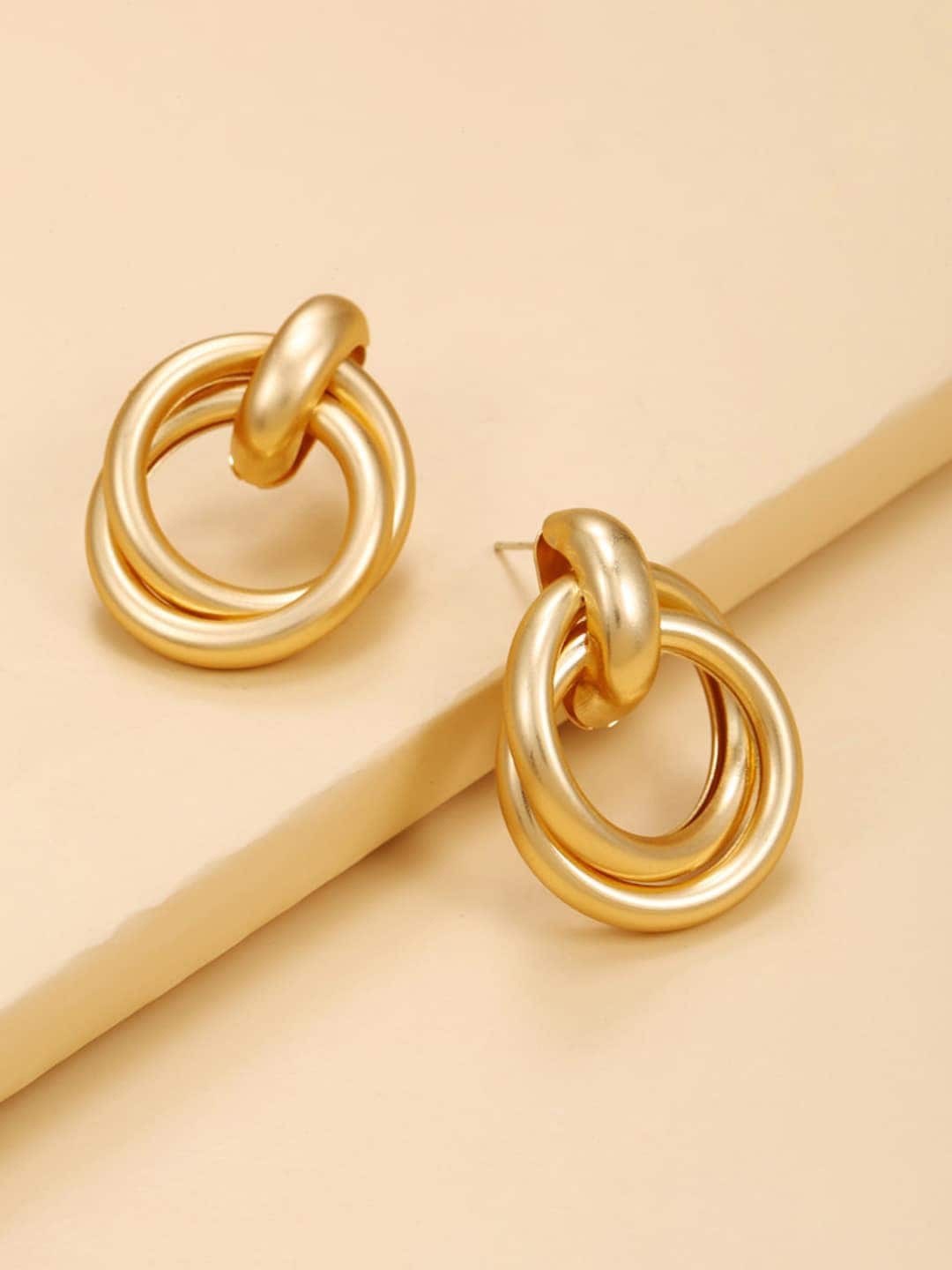 

DressBerry Gold-Plated Contemporary Studs Earrings