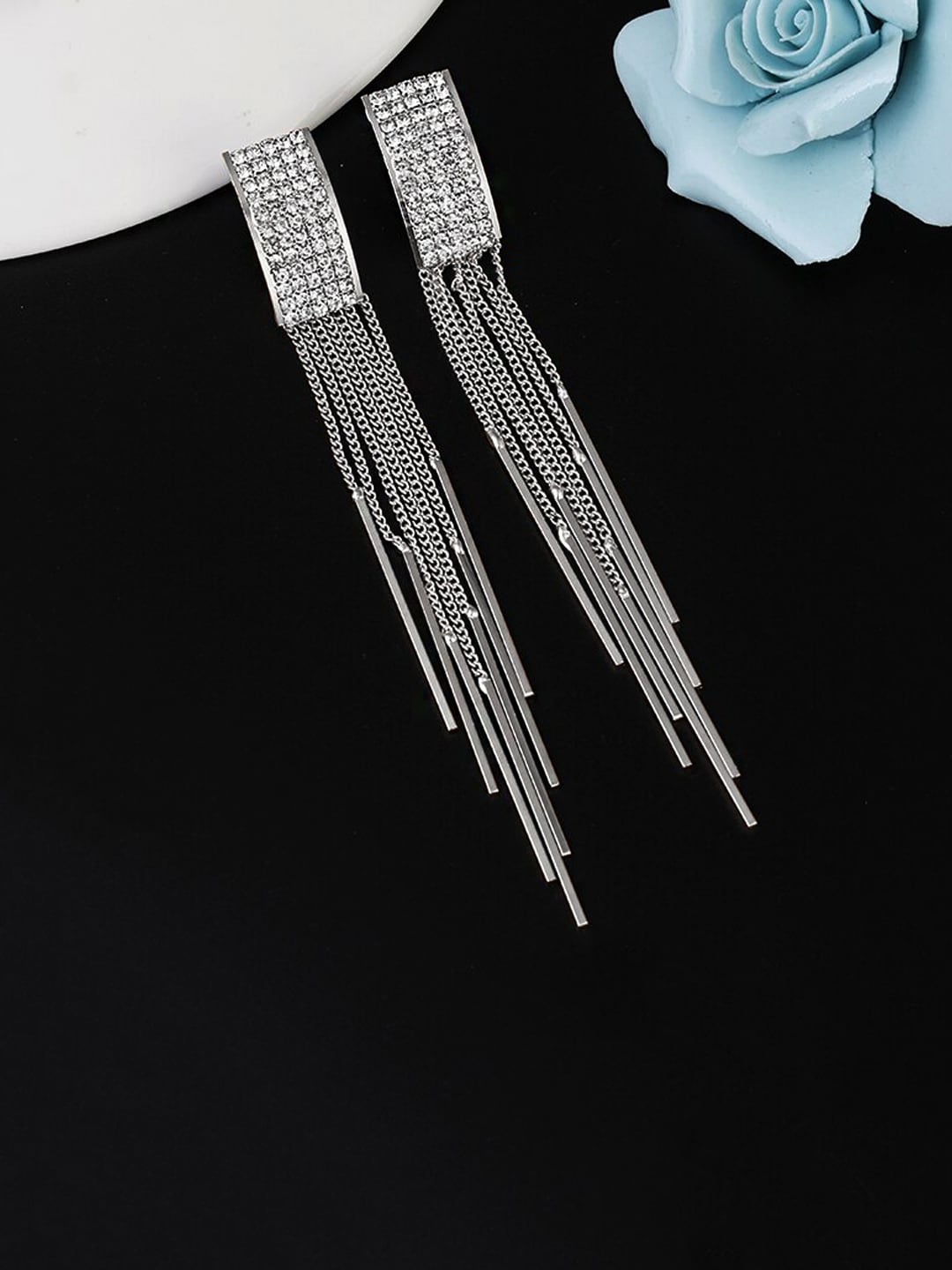 

DressBerry Silver-Plated Contemporary Drop Earrings