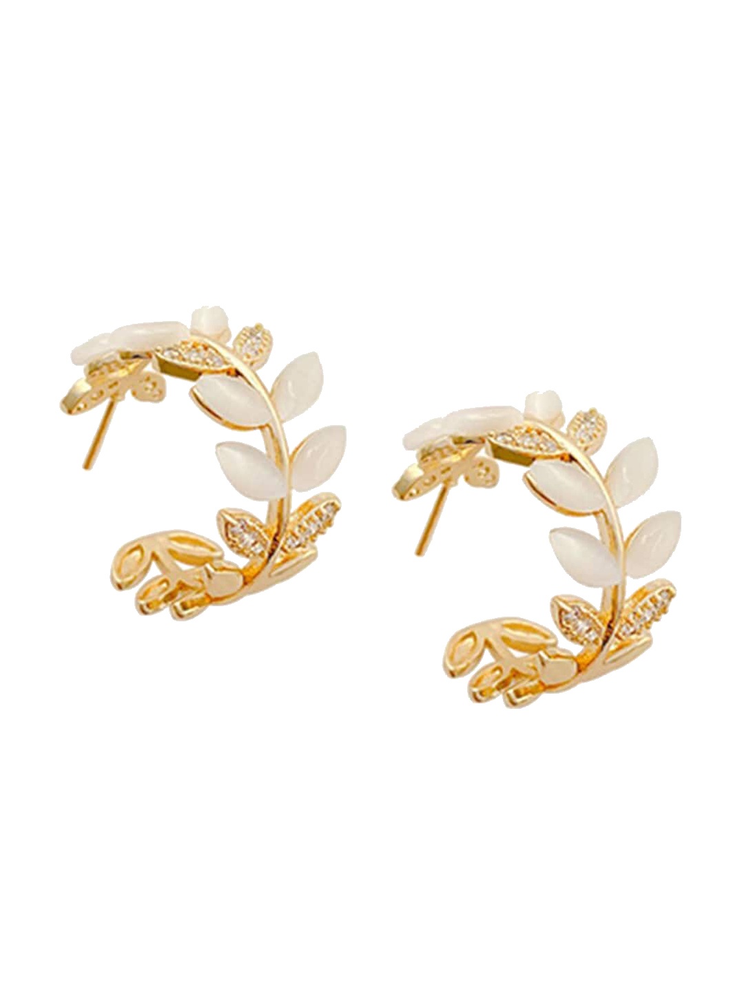 

DressBerry Gold-Toned Crystals-Studded Half Hoop Earrings