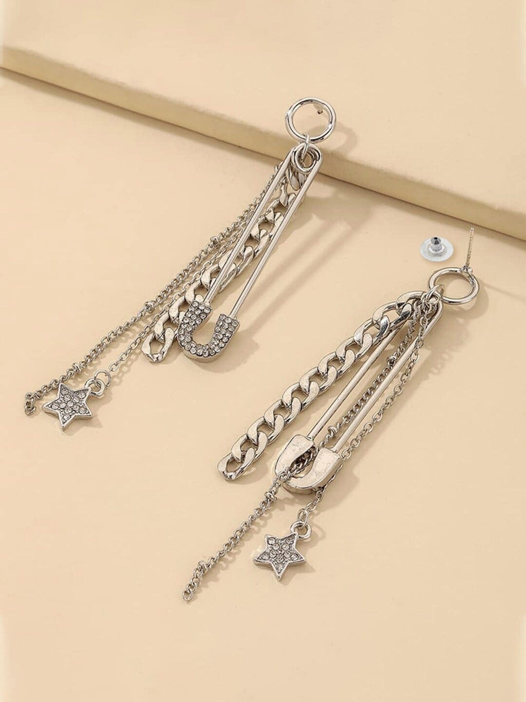 

DressBerry Silver-Toned Silver-Plated Artificial Stones-Studded Contemporary Drop Earrings