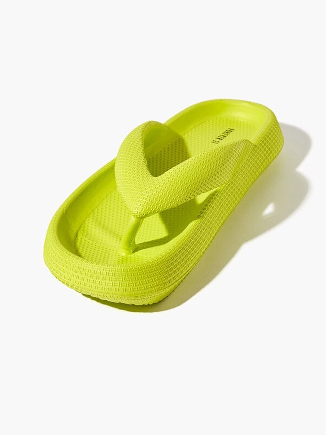 

FOREVER 21 Textured Open Toe Flats, Green