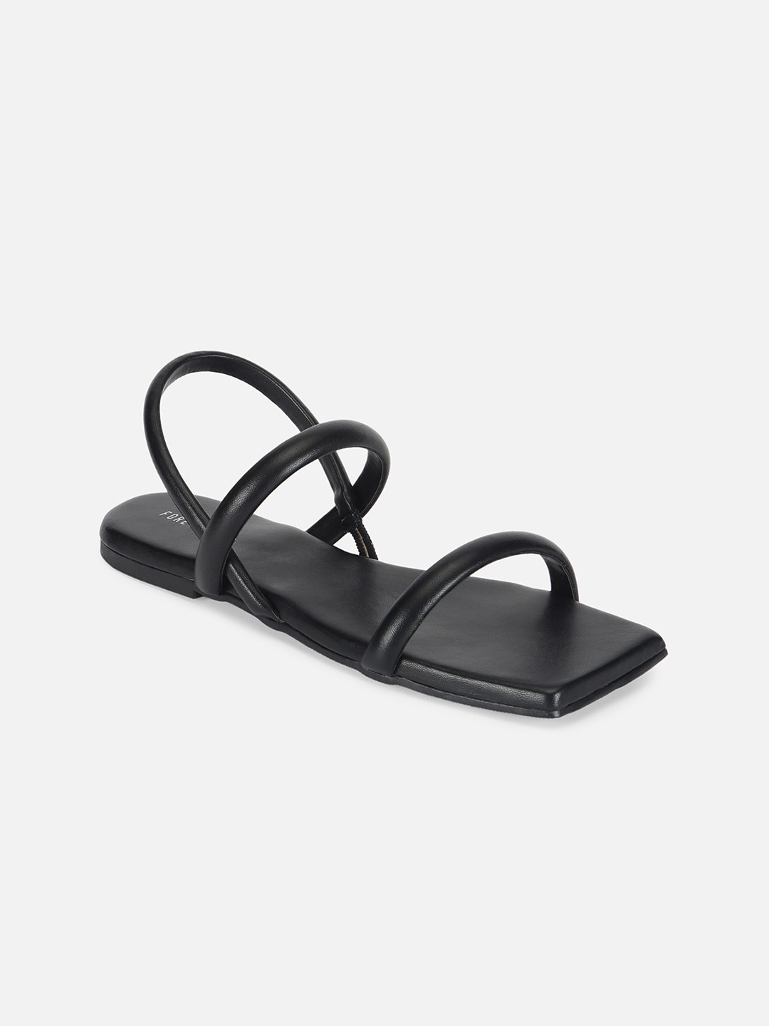 

FOREVER 21 Double Straps Open Toe Flats, Black