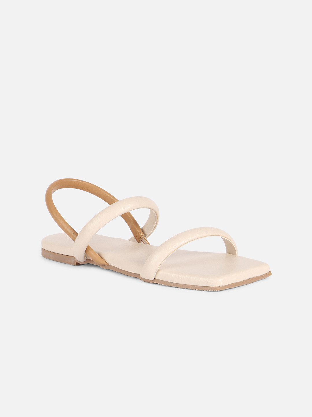 

FOREVER 21 Double Straps Open Toe Flats, Cream