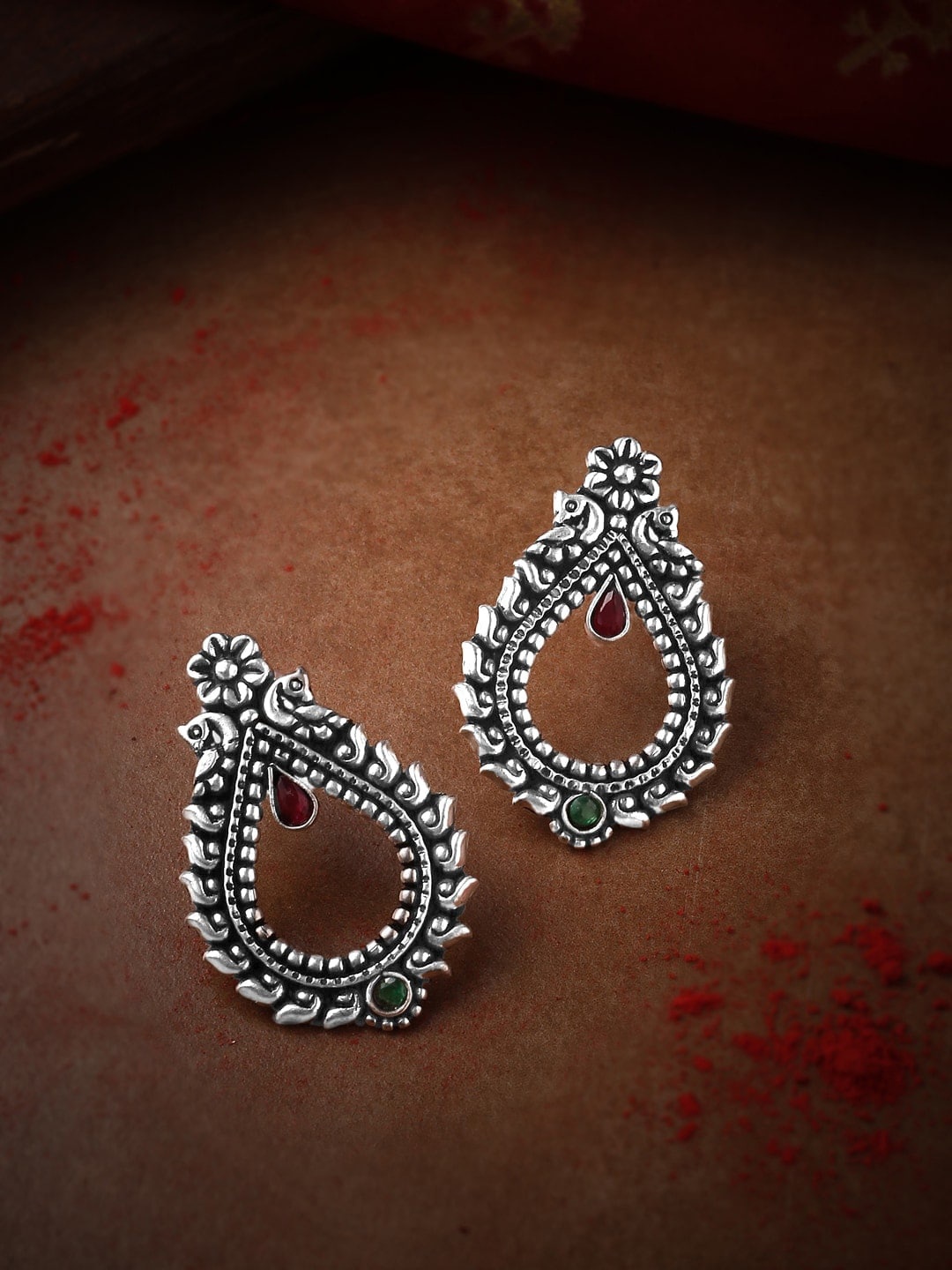 

Anouk Silver-Plated Oxidised Teardrop Shaped Drop Earrings