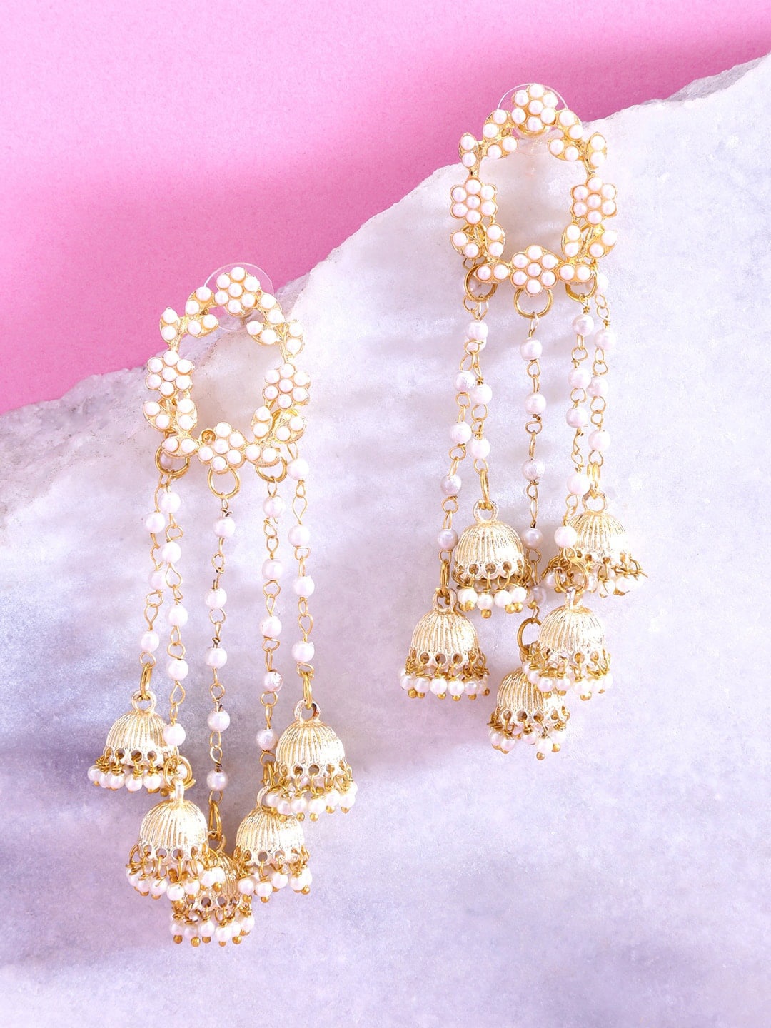 

Anouk White Gold-Plated Classic Jhumkas