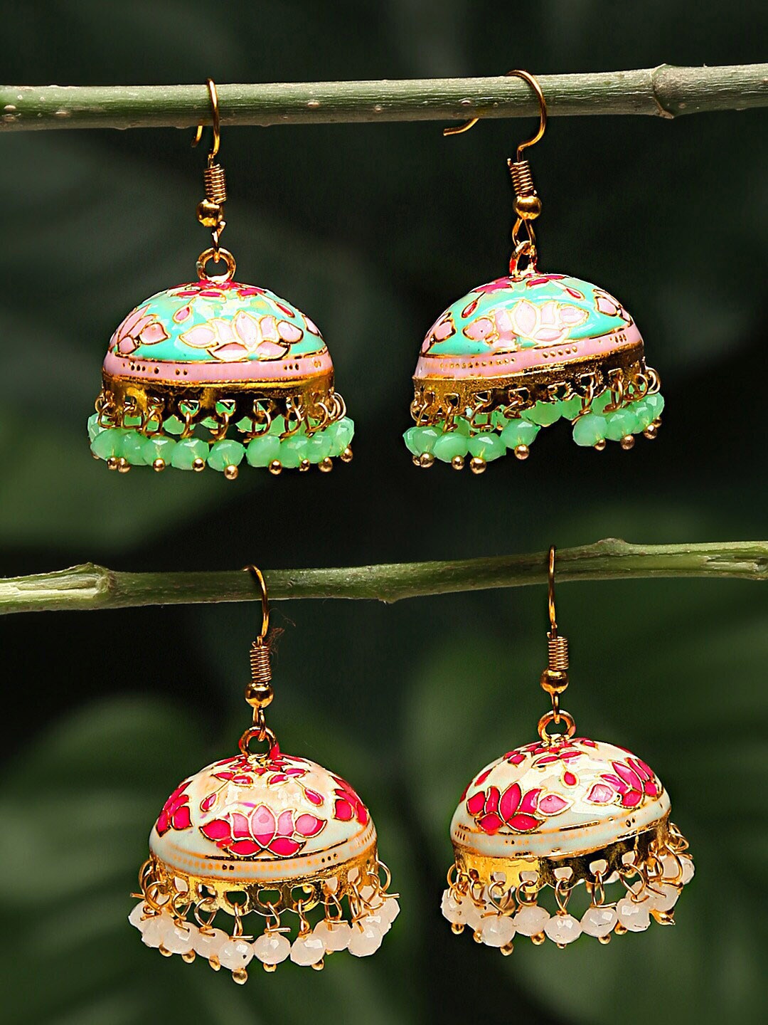 

Anouk Set Of 2 Gold-Toned Gold-Plated Dome Shaped Jhumkas Earrings