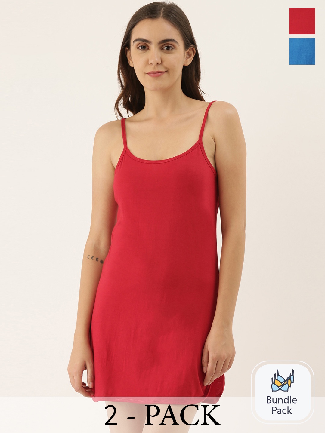 

GOLDSTROMS Pack Of 2 Cotton Midi Slips, Red