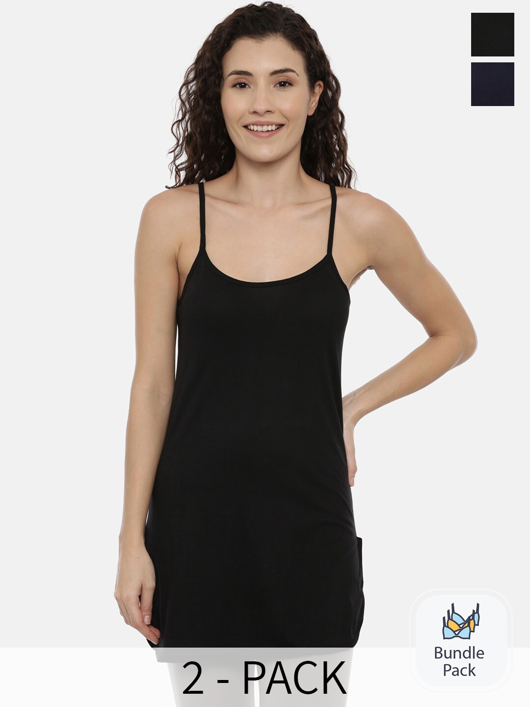 

GOLDSTROMS Pack of 2 Cotton Midi Slips, Black