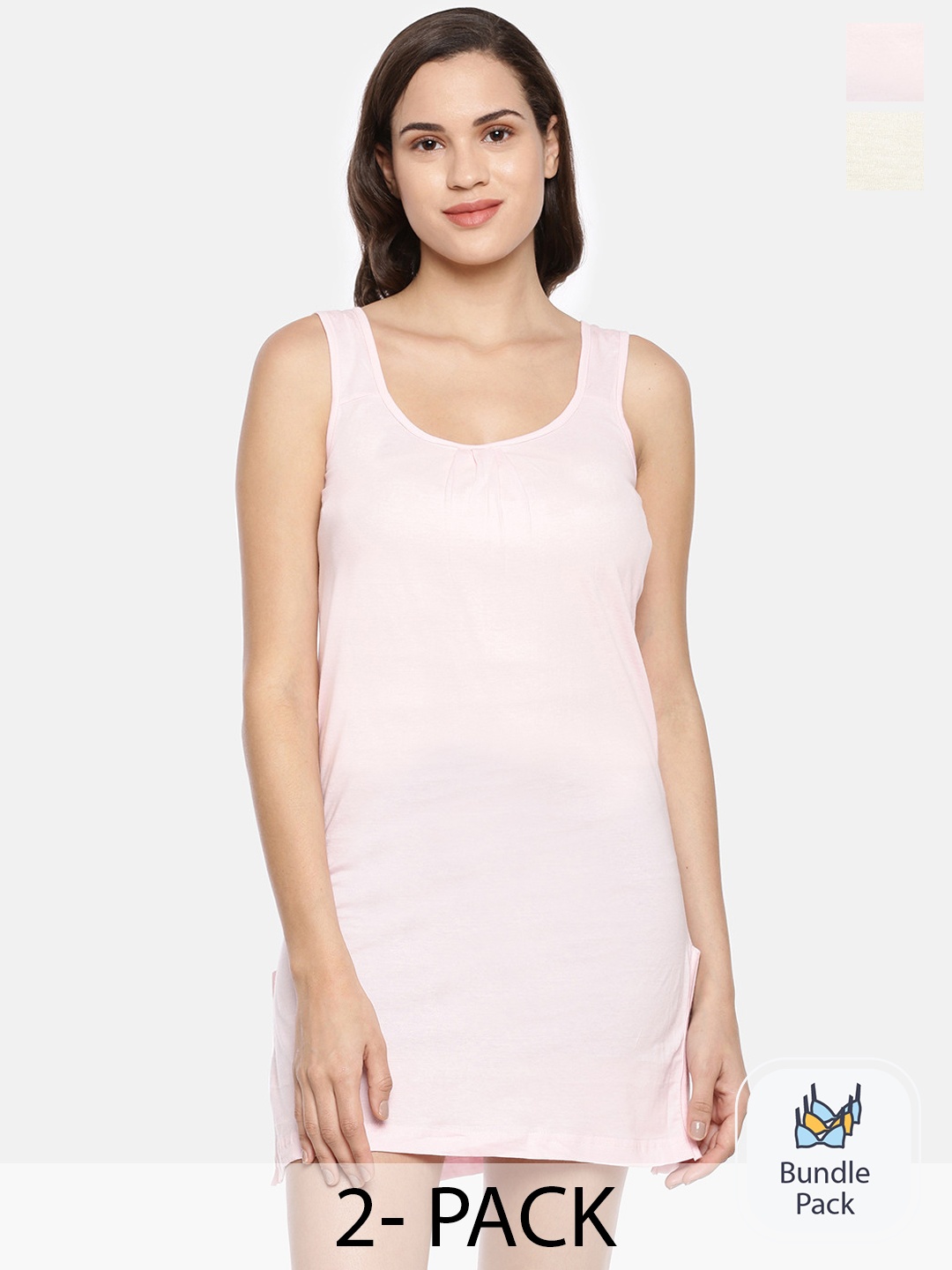 

GOLDSTROMS Pack of 2 Cotton Midi Slips, Pink
