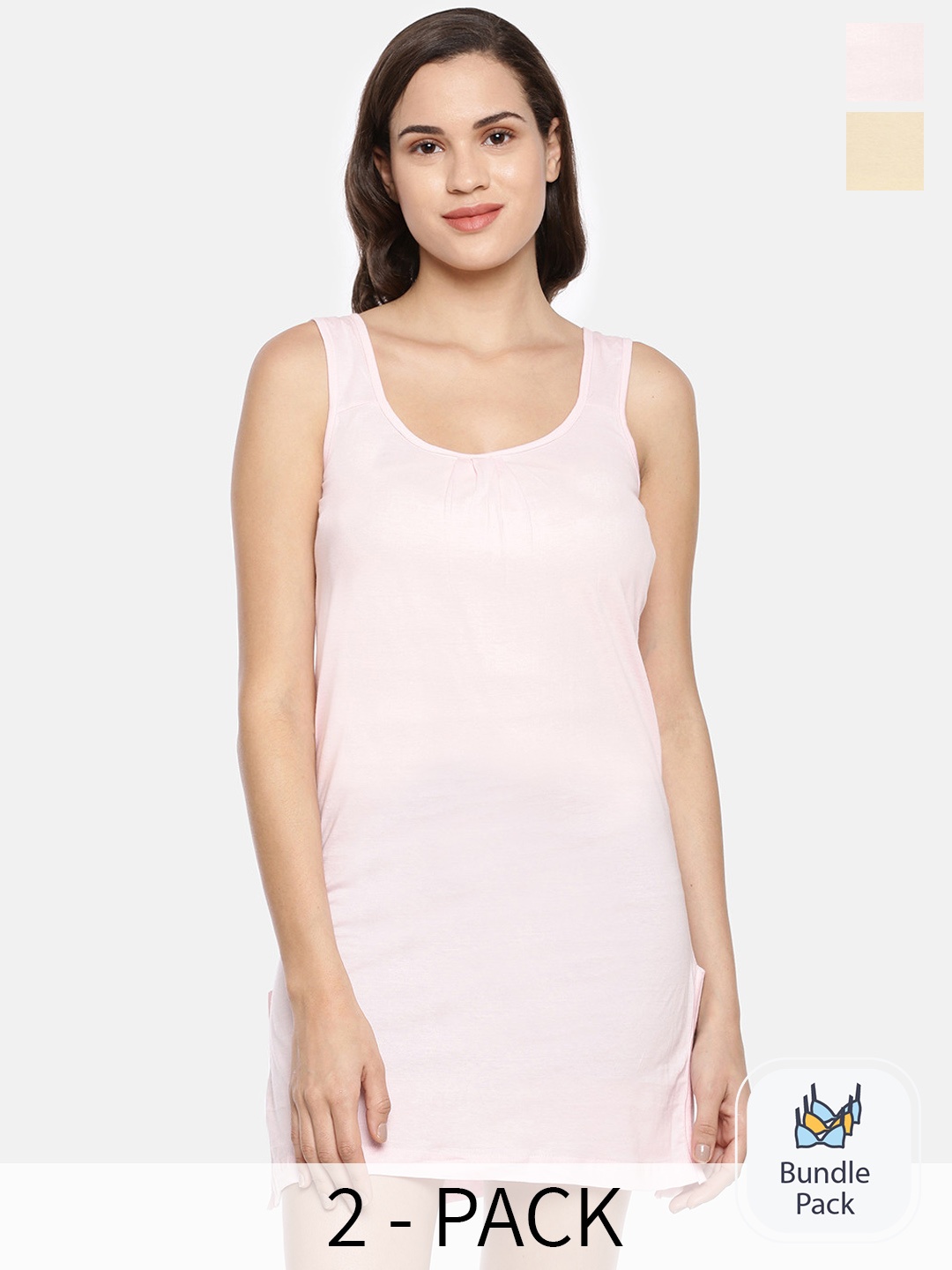 

GOLDSTROMS Pack of 2 Cotton Midi Slips, Pink