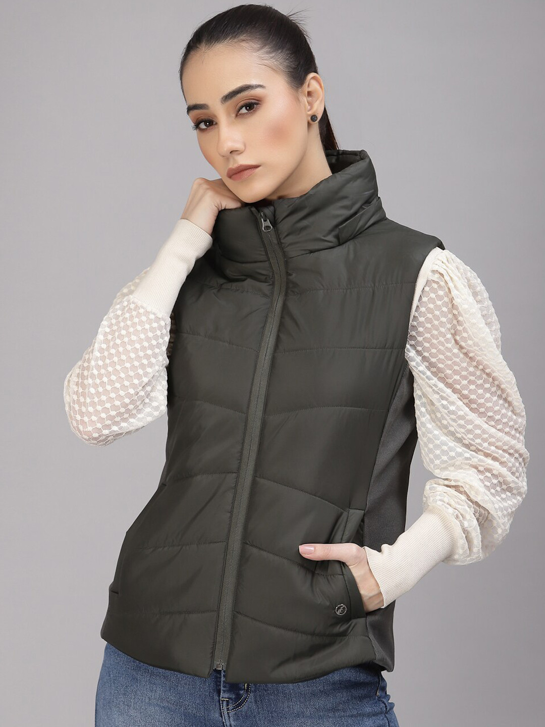 

Gipsy Stand Collar Lightweight Padded Jacket, Olive