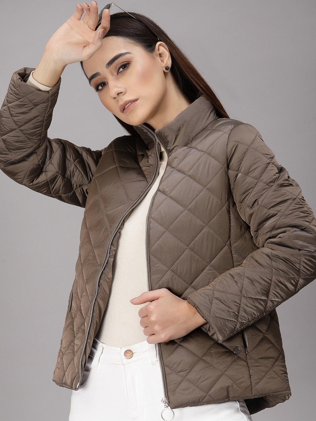 

Gipsy Stand Collar Lightweight Quilted Jacket, Copper