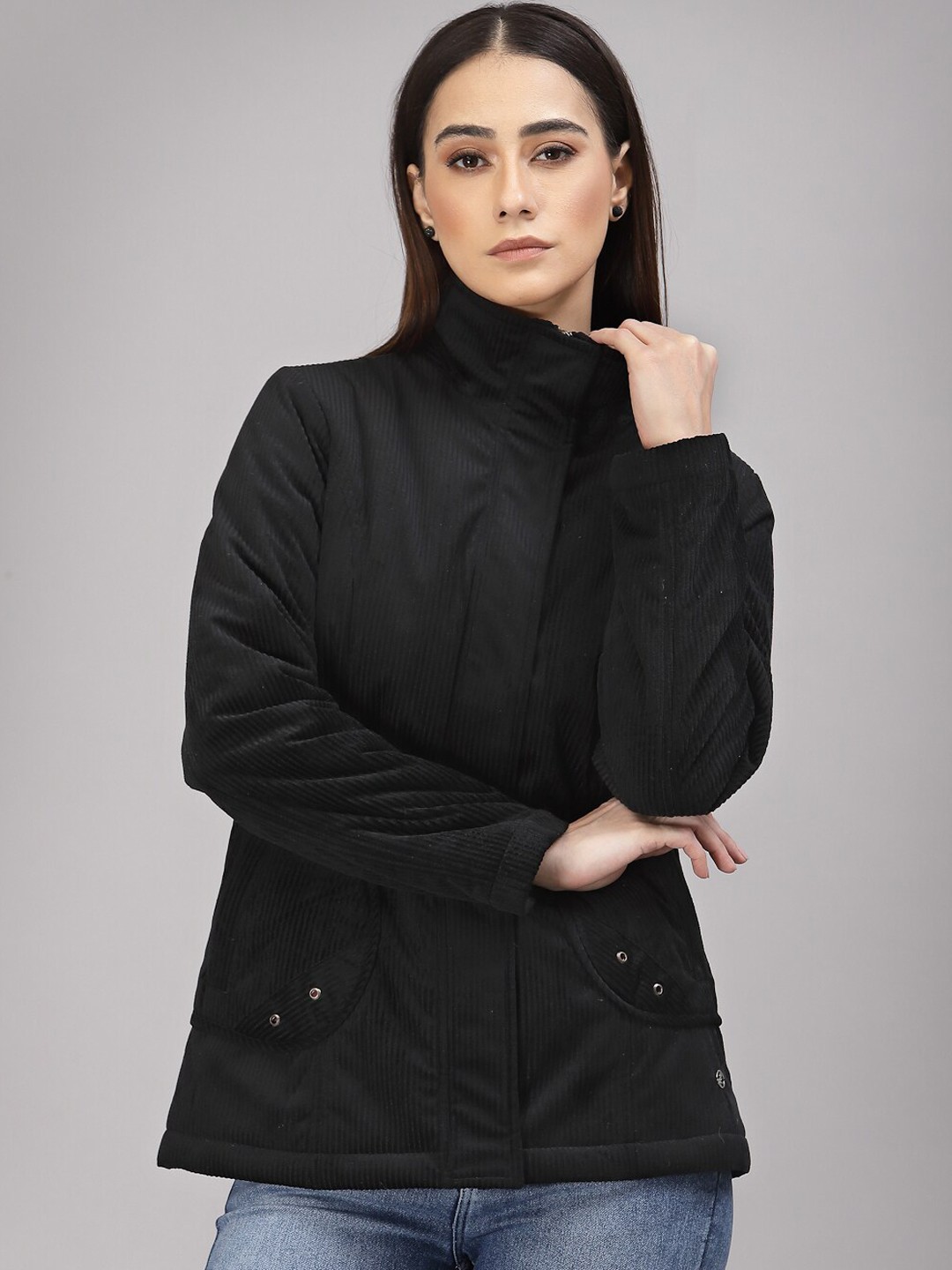 

Gipsy Hooded Faux Fur Trim Detail Lightweight Parka Jacket, Black