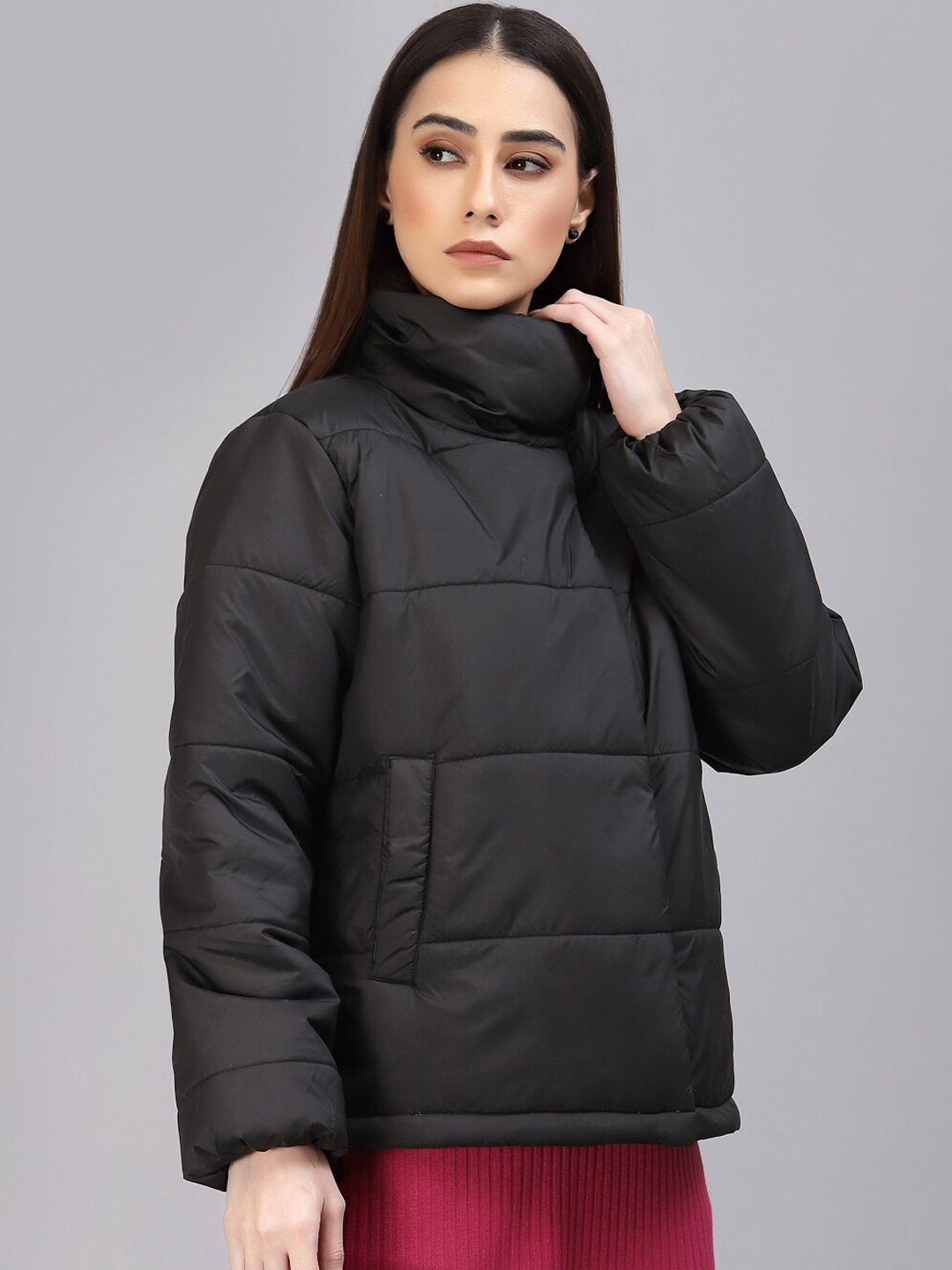 

Gipsy Mock Collar Lightweight Puffer Jacket, Black