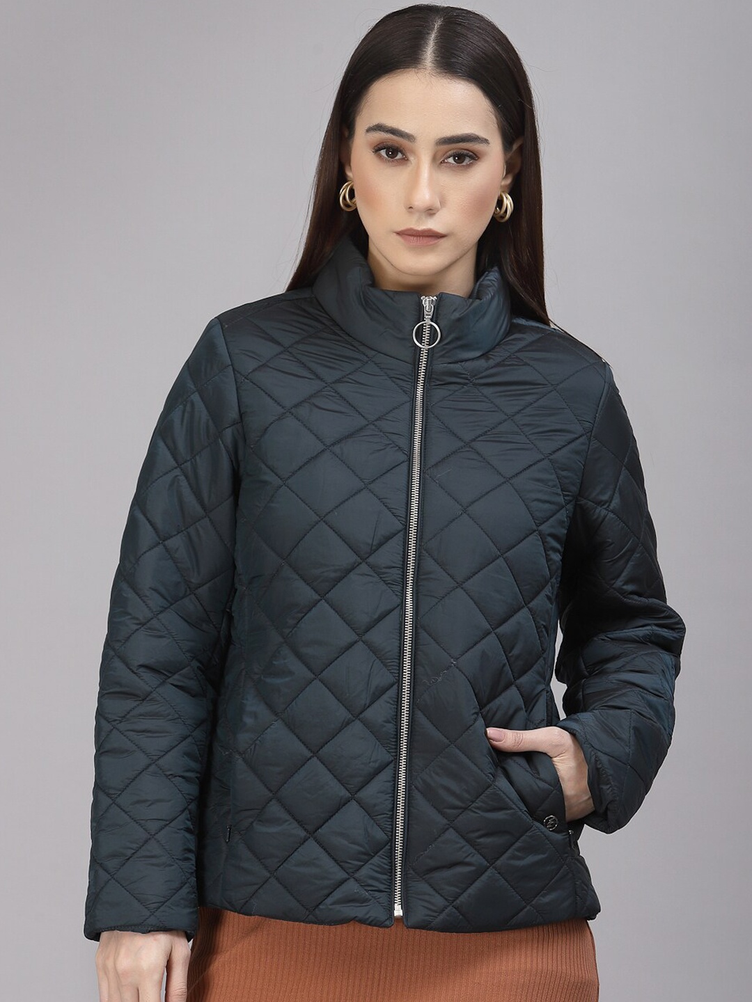 

Gipsy Mock Collar Lightweight Quilted Jacket, Green