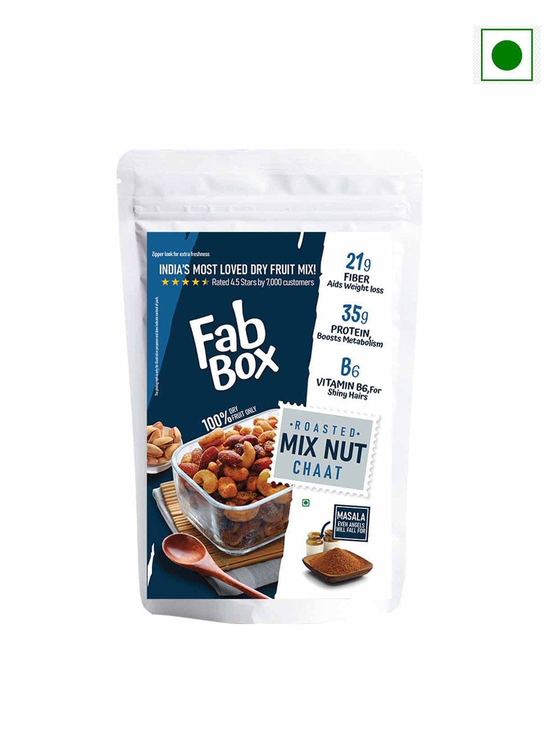 

FabBox Roasted Mix Nut Chaat-140g, Blue