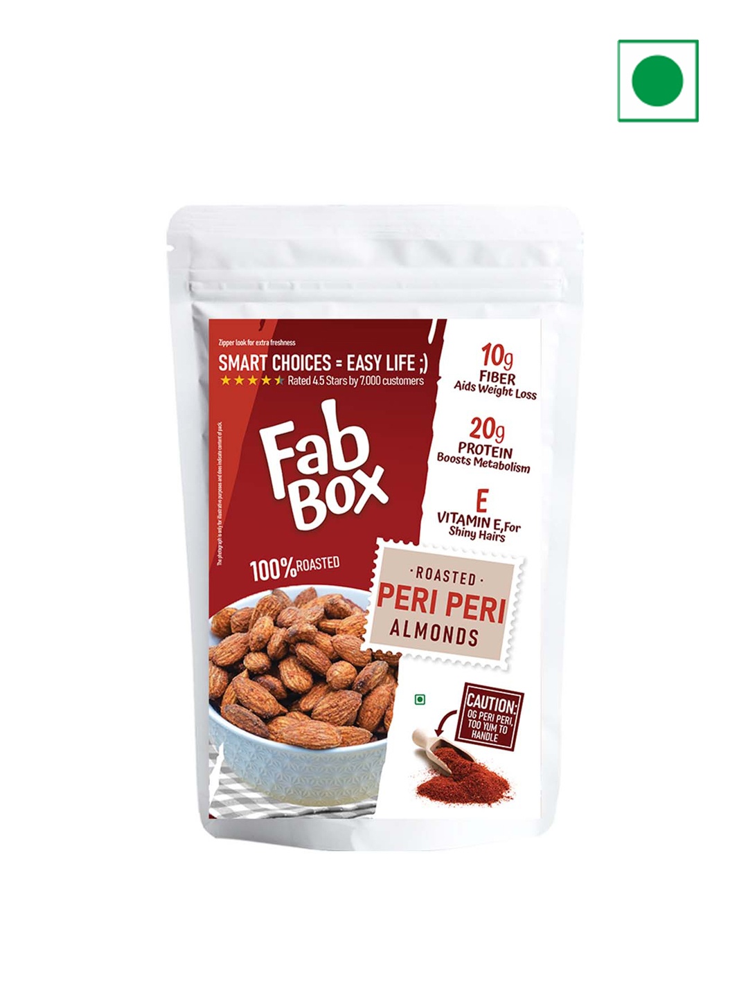 

FabBox Peri Peri Almonds-120 gms, Maroon