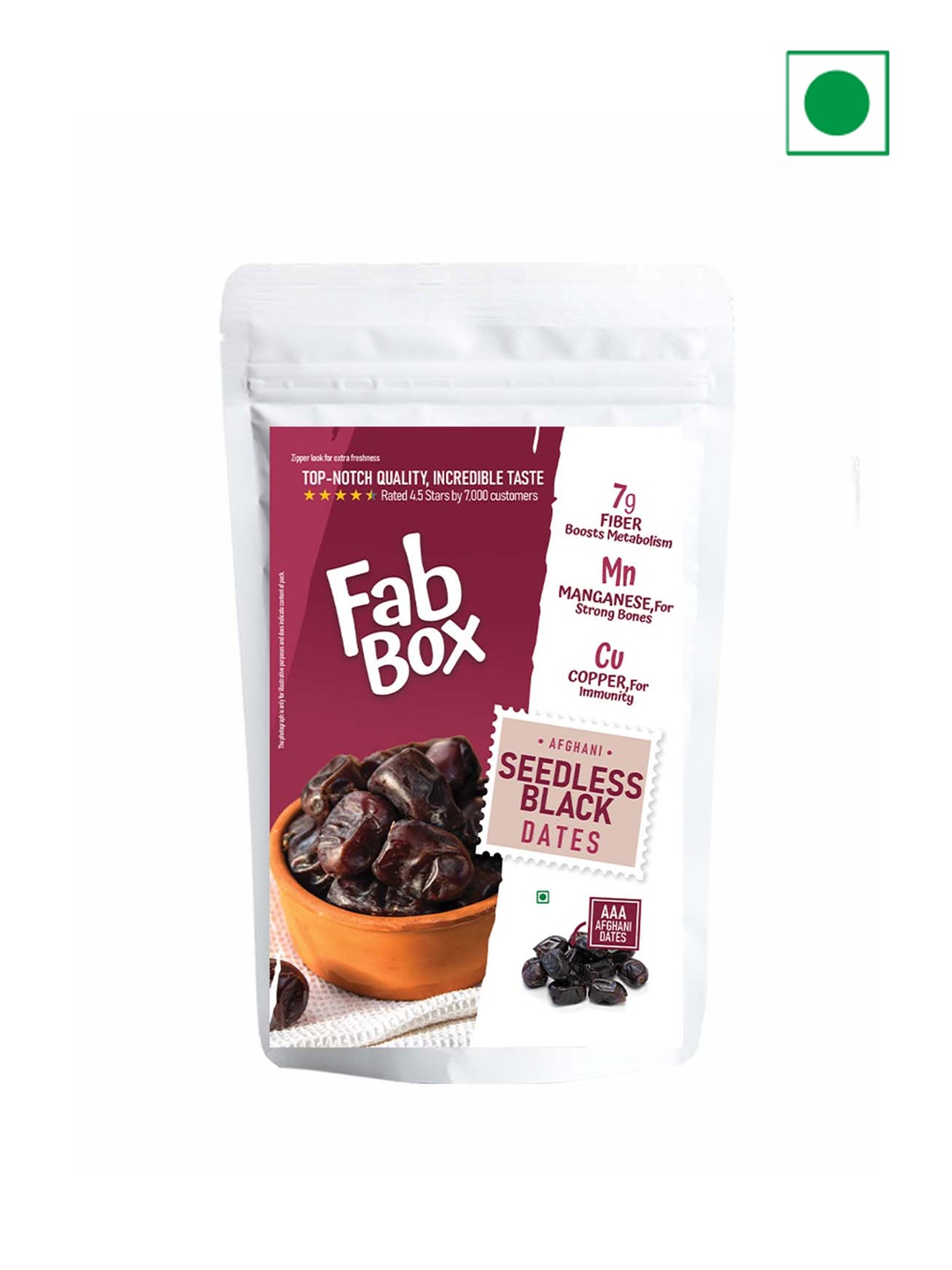 

FabBox Seedless Black Dates-140 gms, Purple