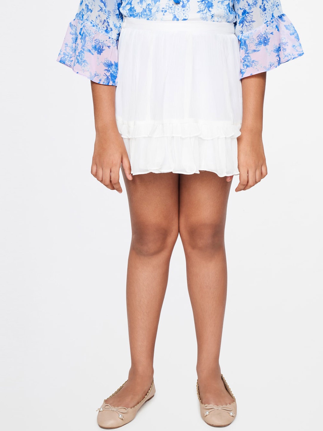 

AND Girls Mini Length Flared Skirt, White