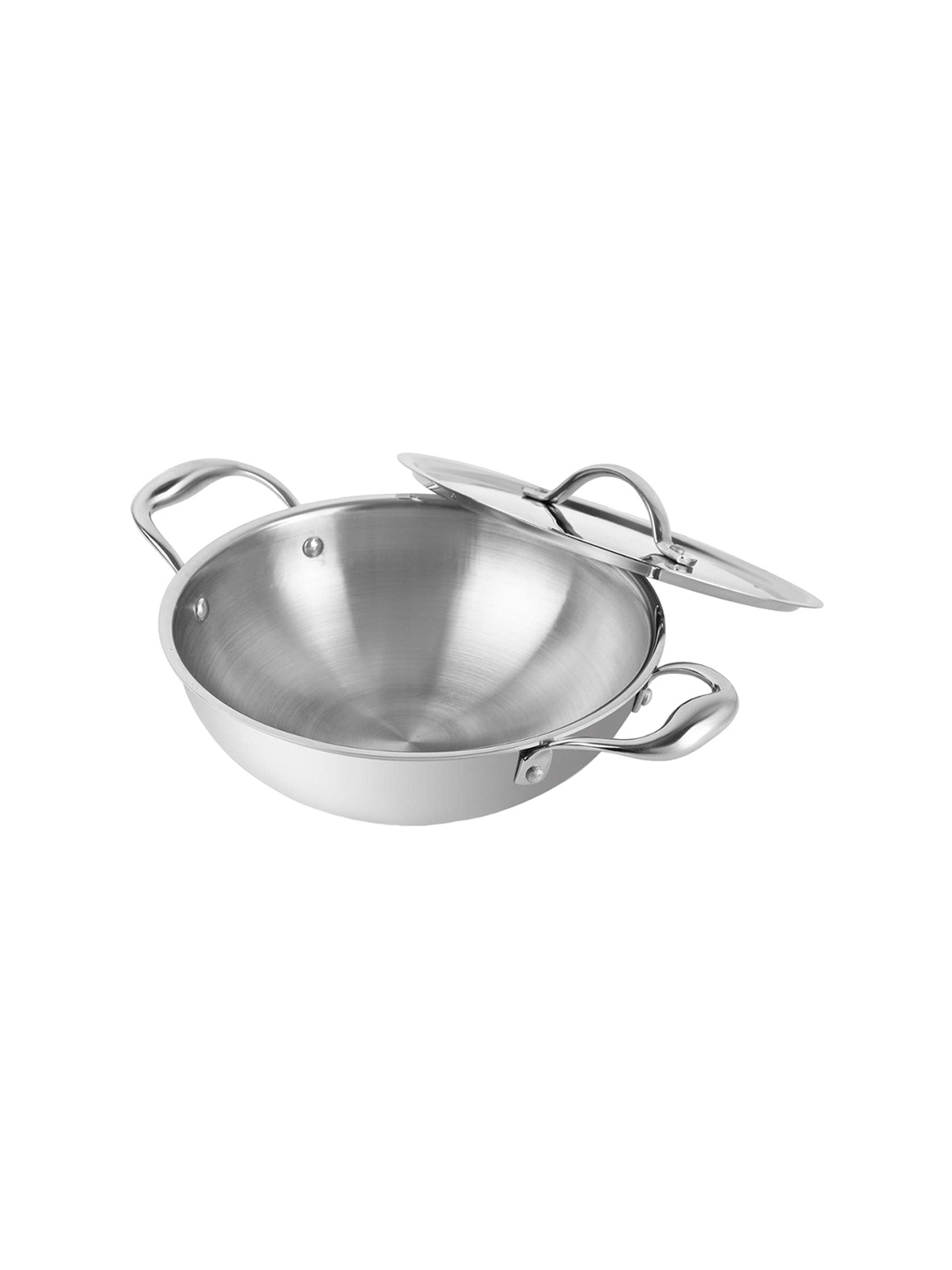 

Cello Armour Induction Base Tri-Ply Stainless Steel Kadhai with Lid 2.3 L, Silver