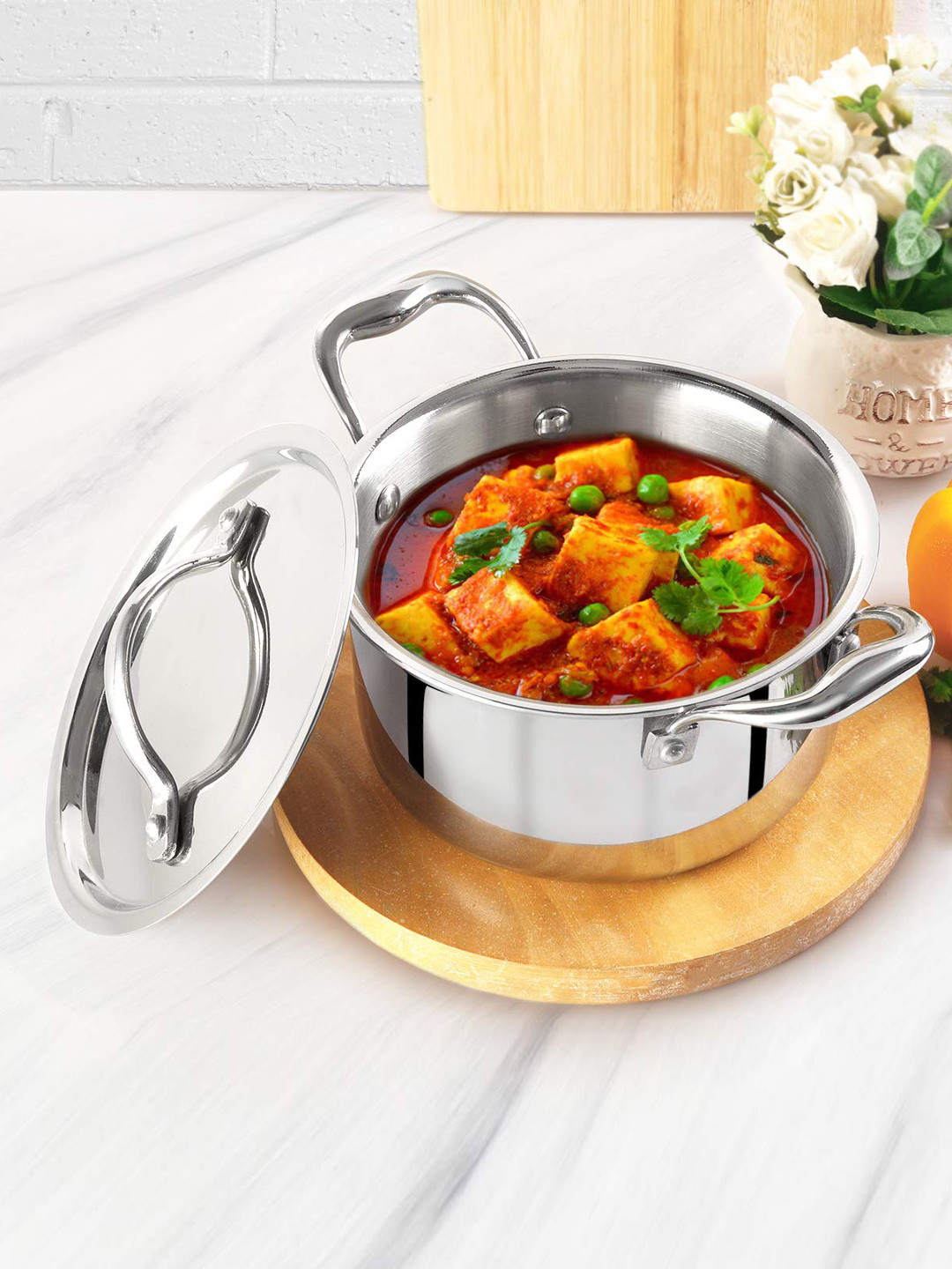 

Cello Armour 18cm Induction Base Tri-Ply Stainless Steel Casserole with Lid - 2.5 ltr, Silver