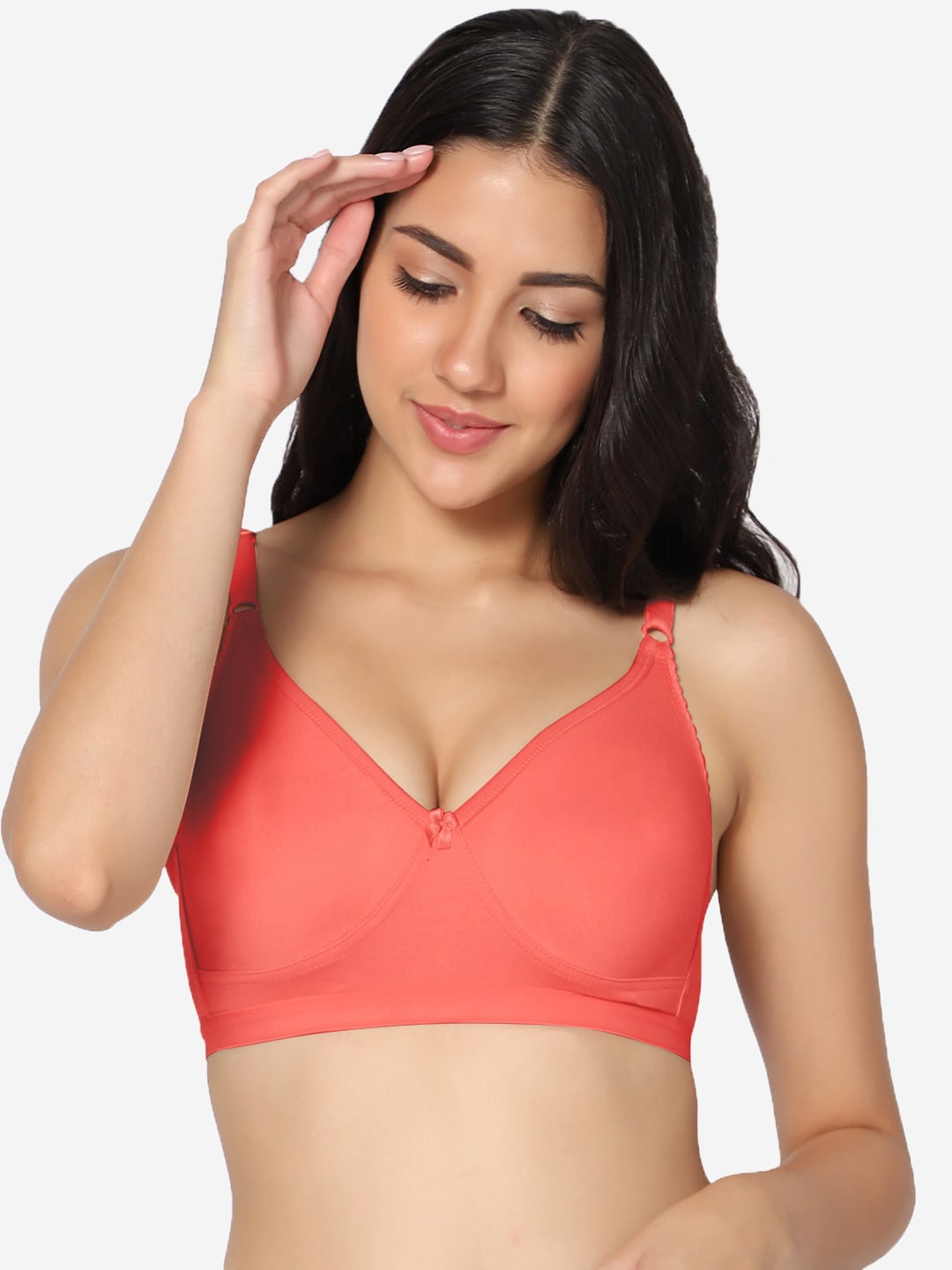 

In Care Pure Cotton T-shirt Bra With Full Coverage All Day Comfort Non Padded Non-Wired, Red