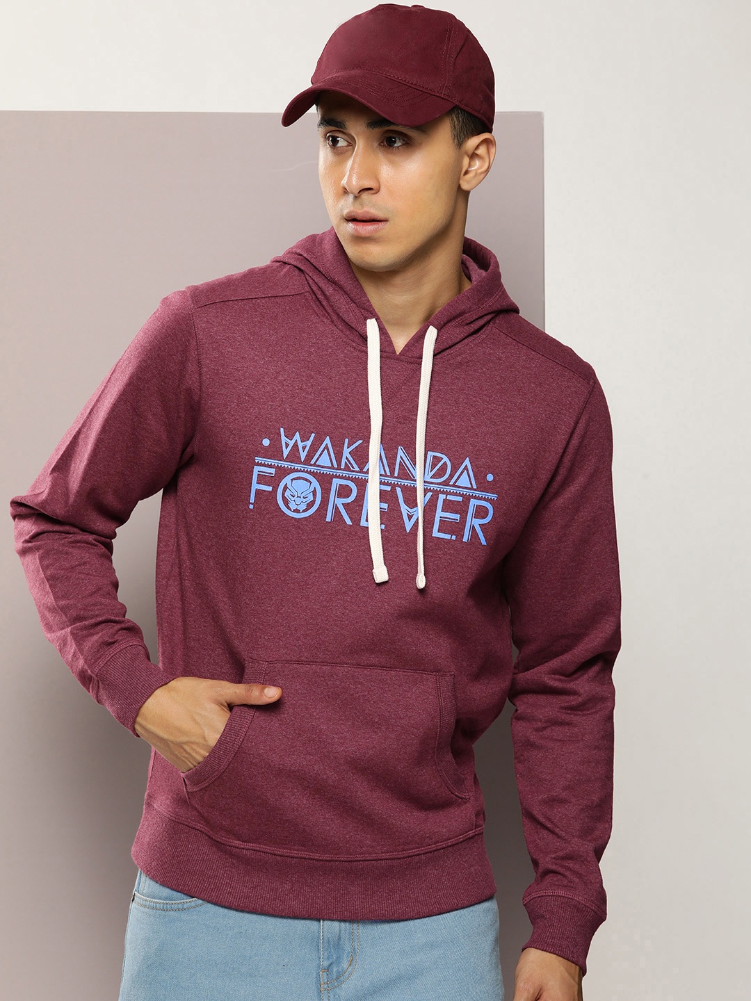 

Kook N Keech Men Typography Printed Hooded Sweatshirt, Maroon