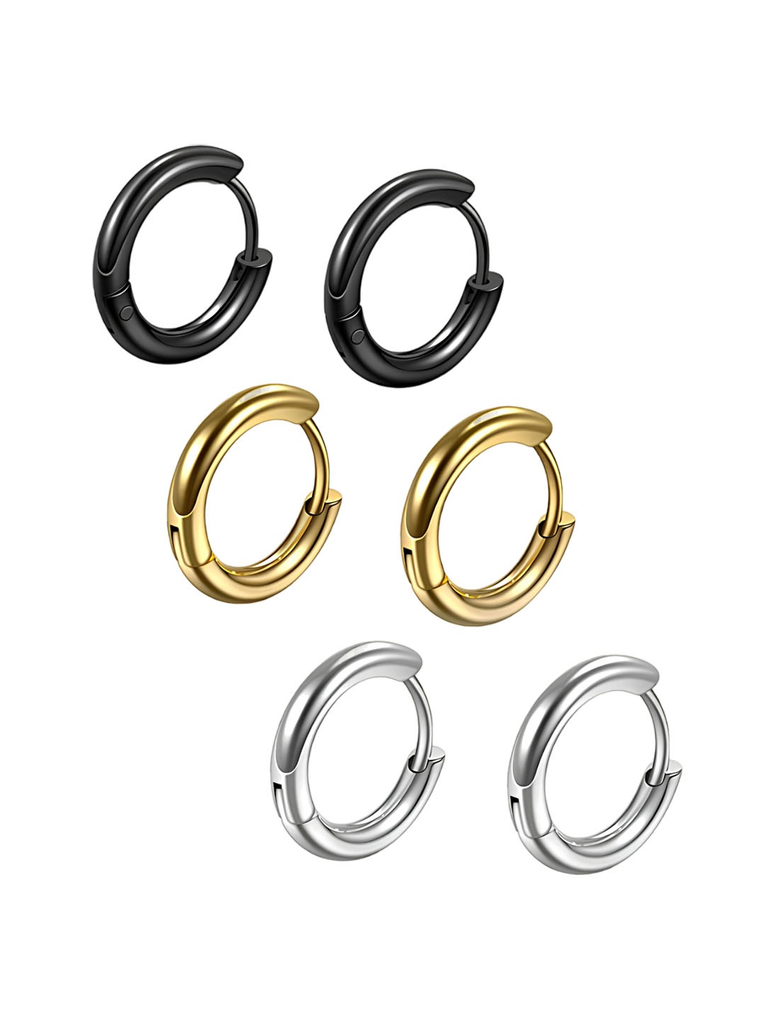 

KARISHMA KREATIONS Men Set Of 3 Contemporary Hoop Earrings, Gold